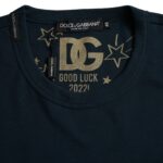 Dolce &amp; Gabbana Mörkblå bomulls-t-shirt med rund hals och korta ärmar