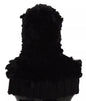 Dolce & Gabbana Black Silver Fox Fur Cashmere Hooded Scarf