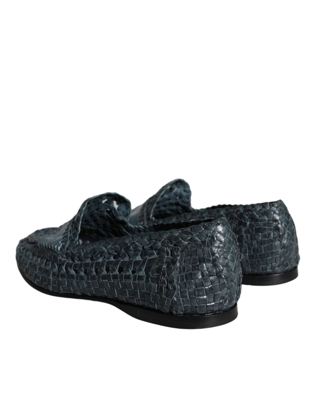 Blå vevde skinnslip-on loafers herresko