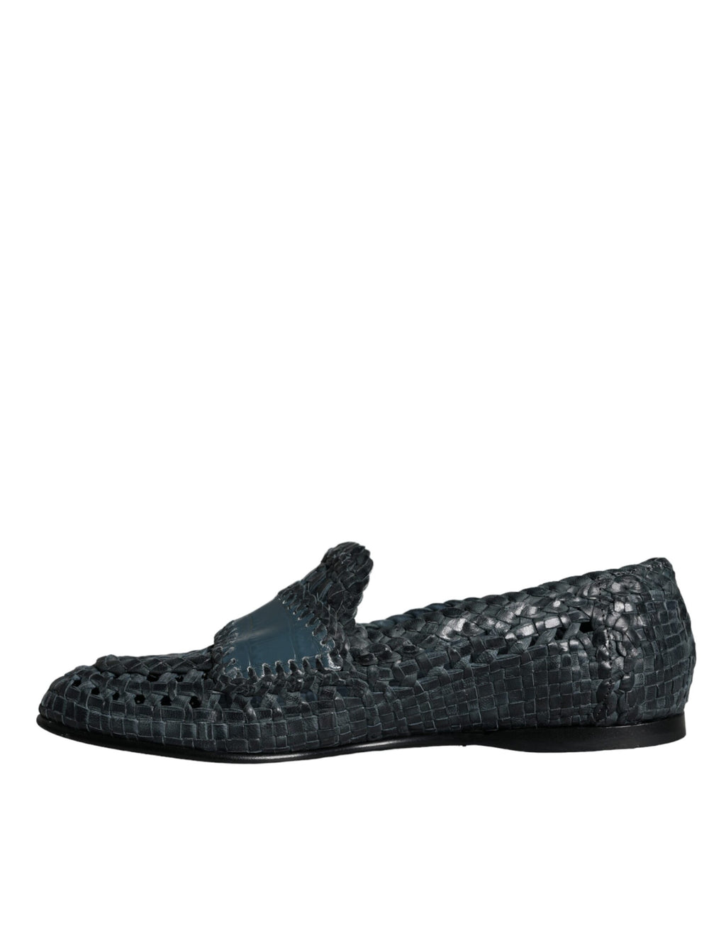 Blå vevde skinnslip-on loafers herresko