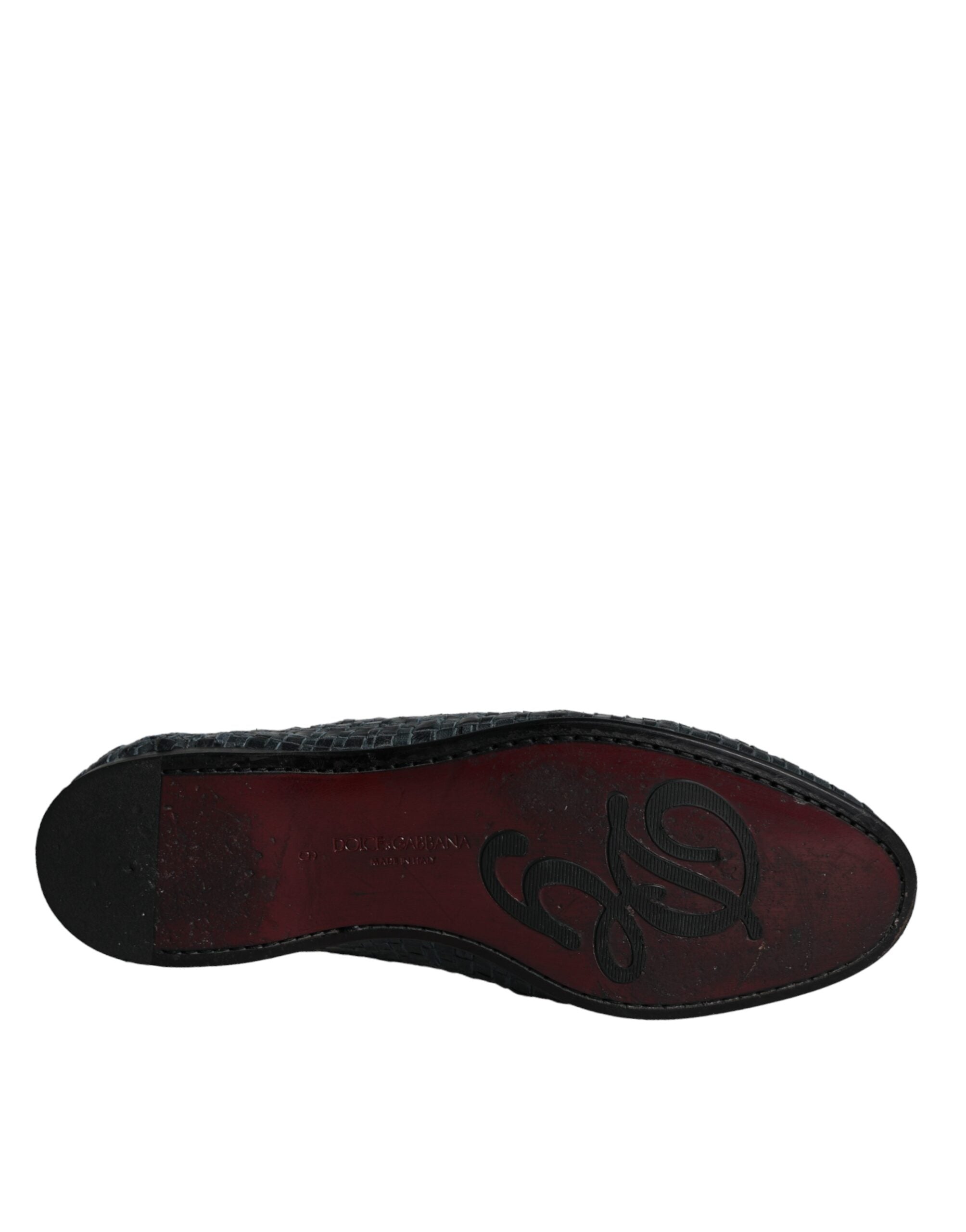 Blå vevde skinnslip-on loafers herresko