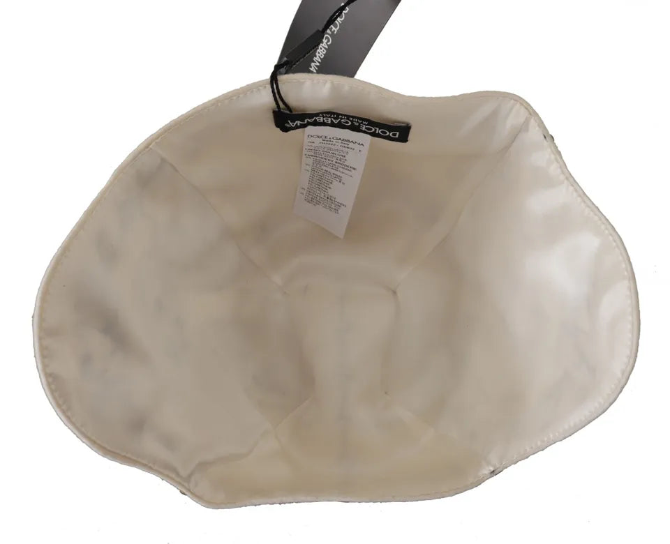 Dolce &amp; Gabbana Hvit Svart Ullbrodert Cameo Brosjehatt