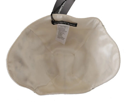 Dolce &amp; Gabbana Hvit Svart Ullbrodert Cameo Brosjehatt