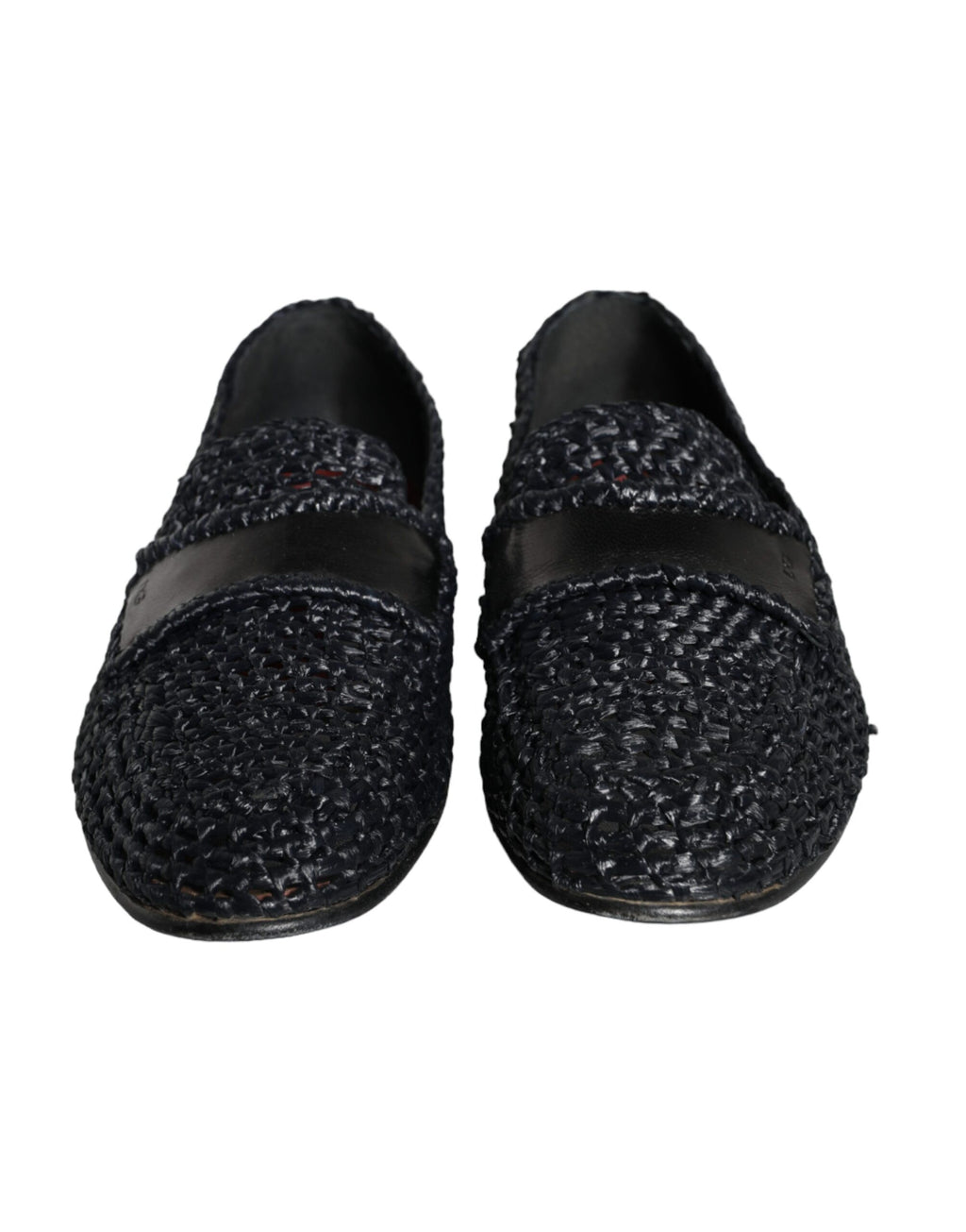 Svarta vävda raffia slip-on loafers herrskor