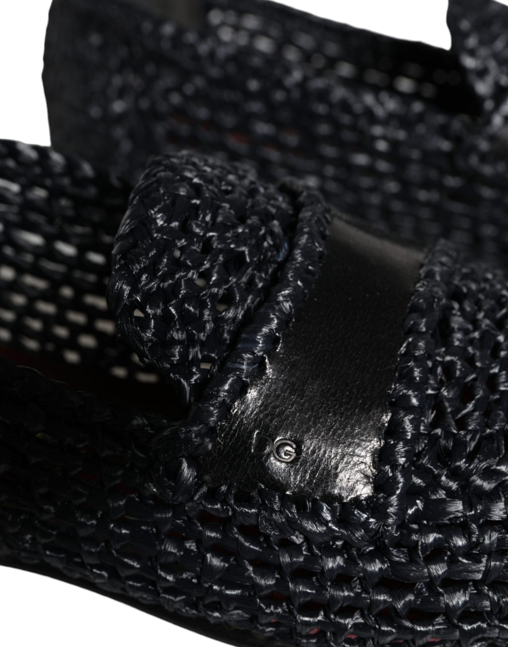Svarta vävda raffia slip-on loafers herrskor