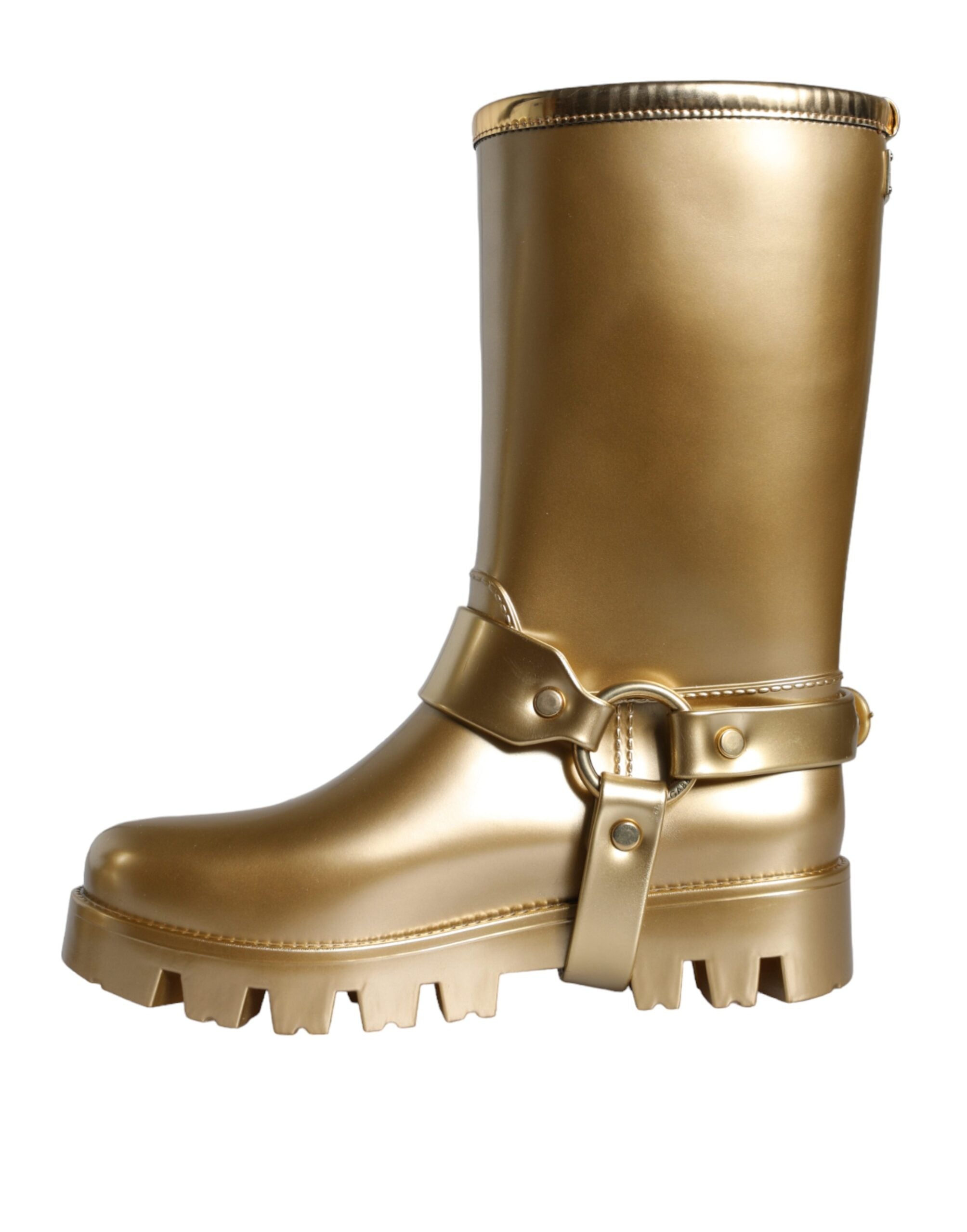 Metalliska guld gummi PVC gummistövlar skor