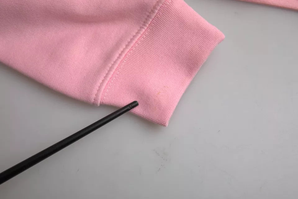 Rosa bomullslogotyptryck långärmad tröja