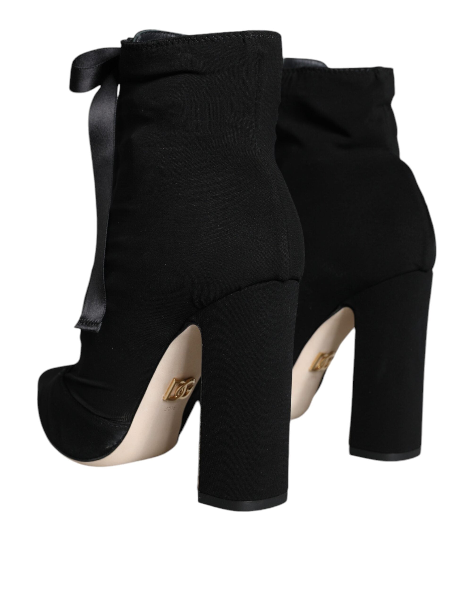 Svarta stretchiga ankelboots i jersey