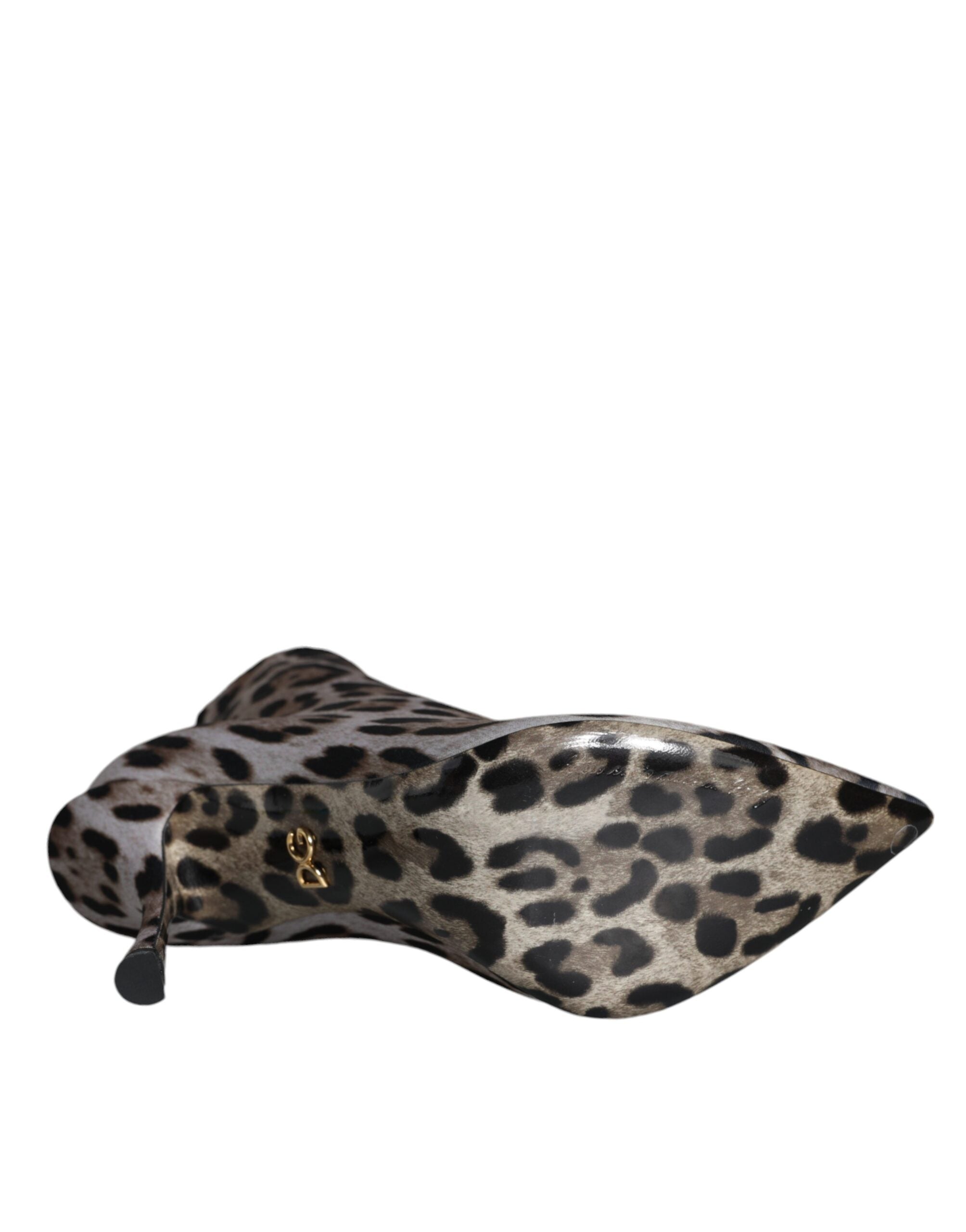 Grå Leopard Stretchiga Klackar Ankelstövlar Skor