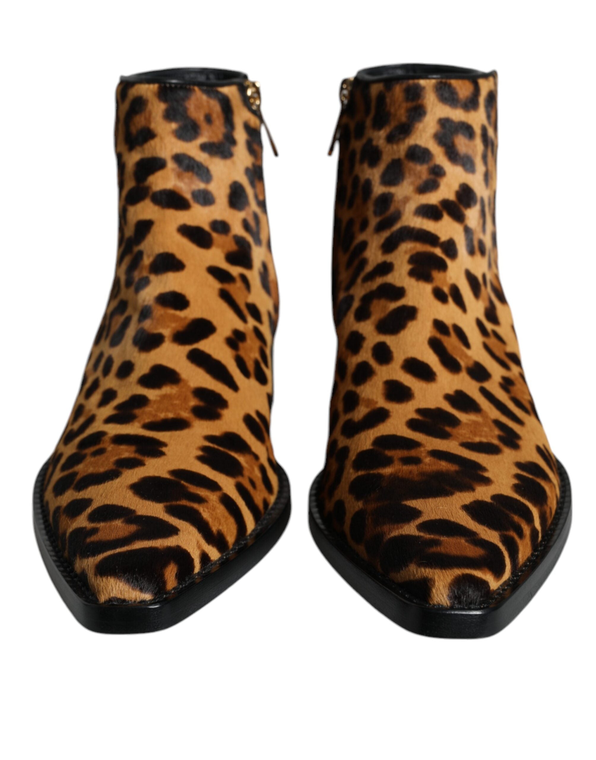 Bruna Leopardkängor i Kalvpäls