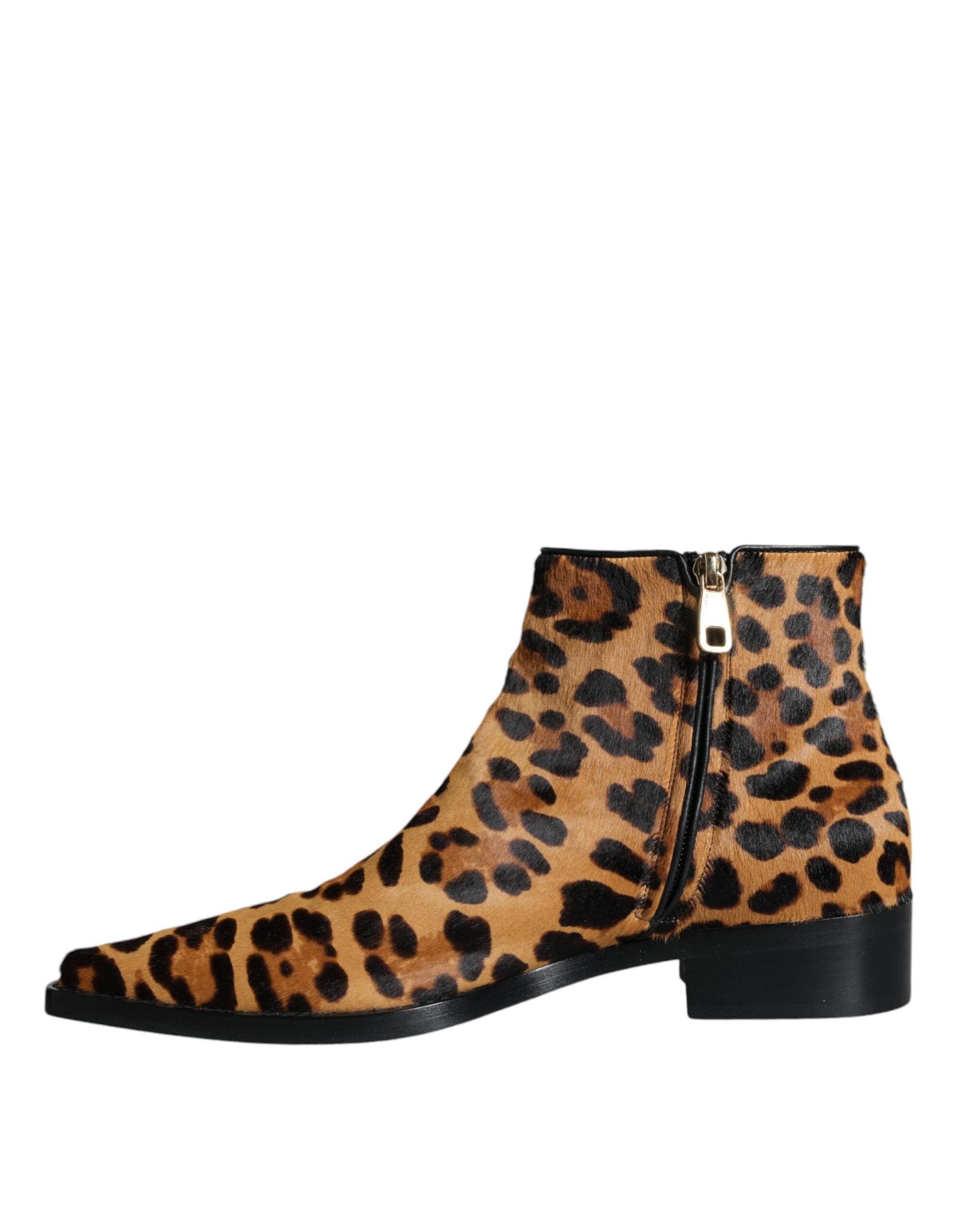 Bruna Leopardkängor i Kalvpäls