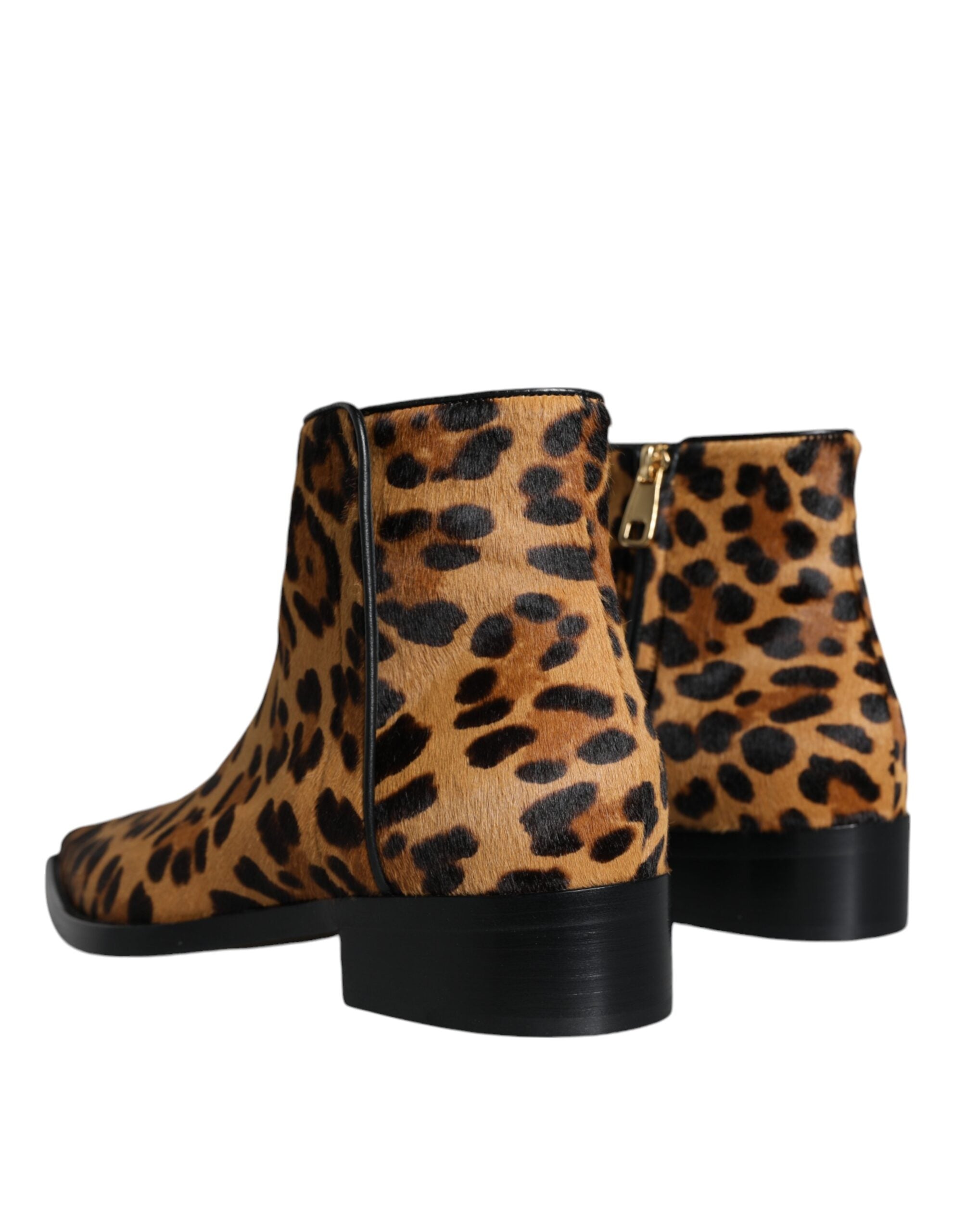 Bruna Leopardkängor i Kalvpäls