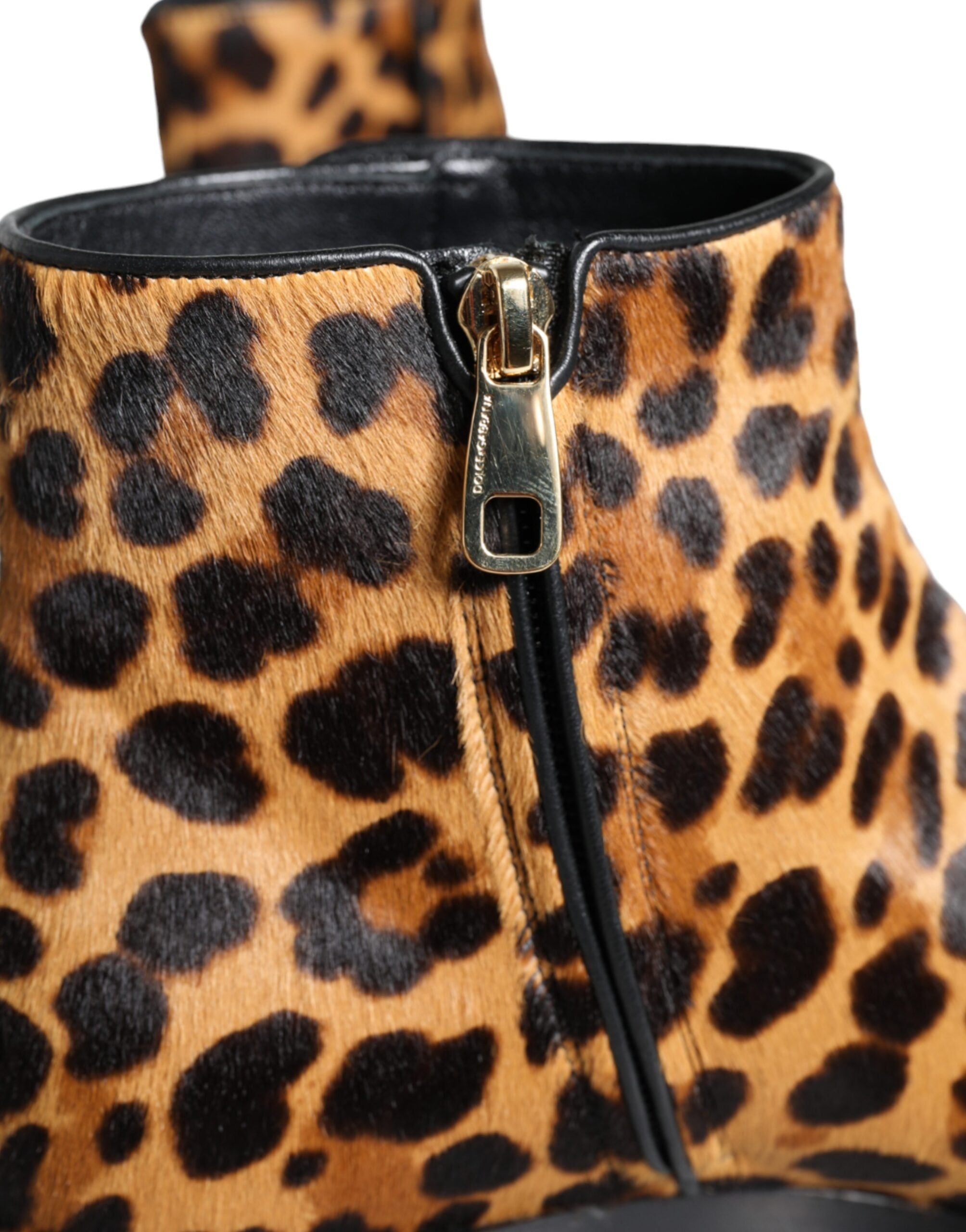 Bruna Leopardkängor i Kalvpäls