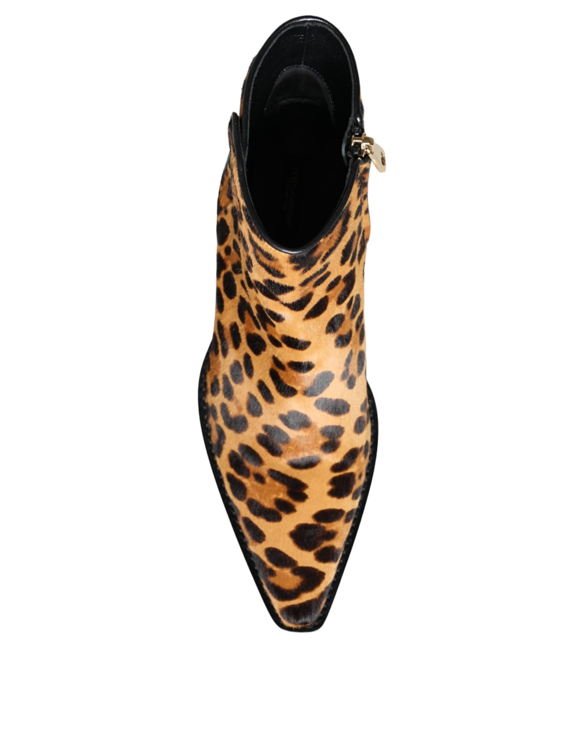 Bruna Leopardkängor i Kalvpäls