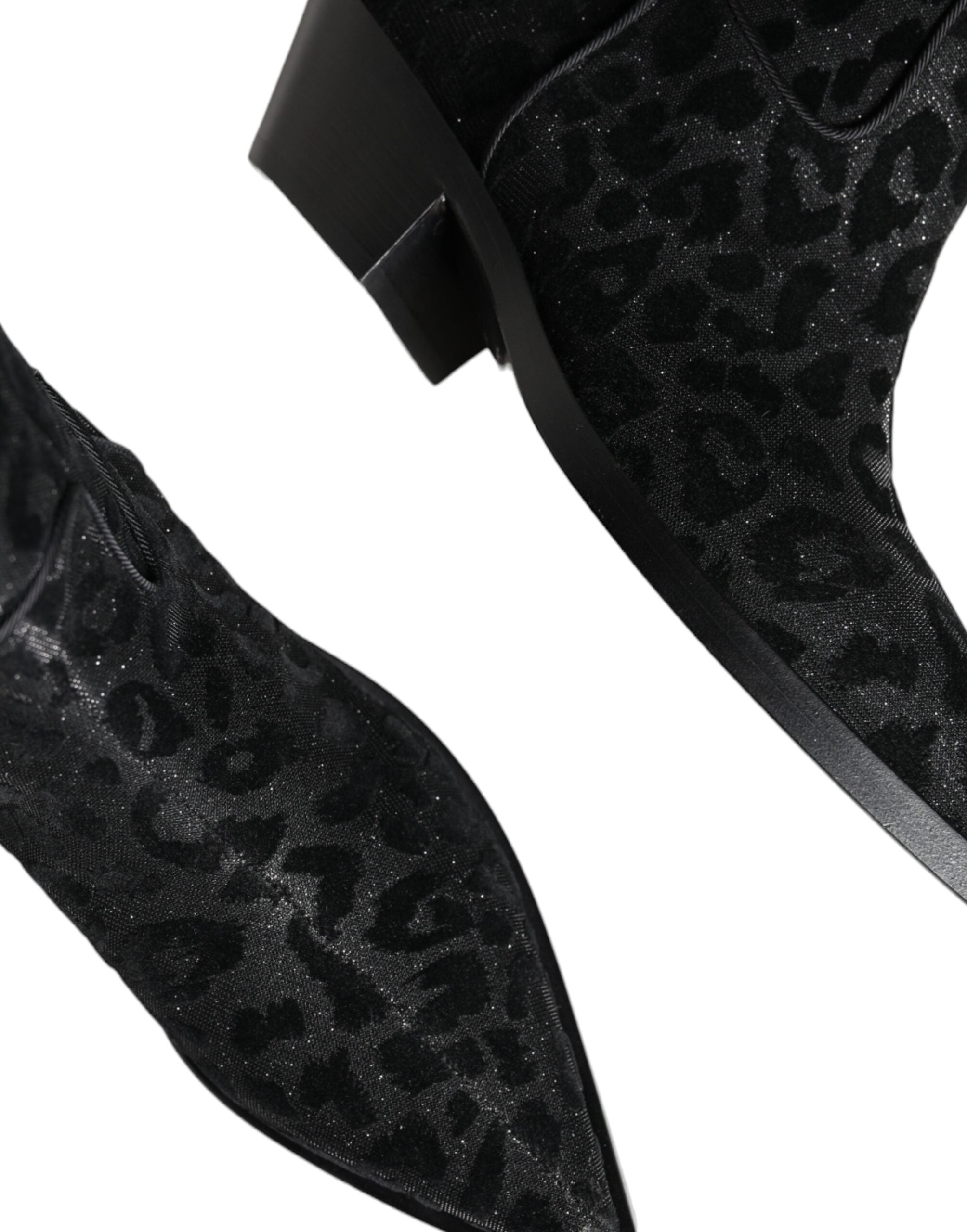 Svarta Grå Leopard Cowboy Stövlar Skor