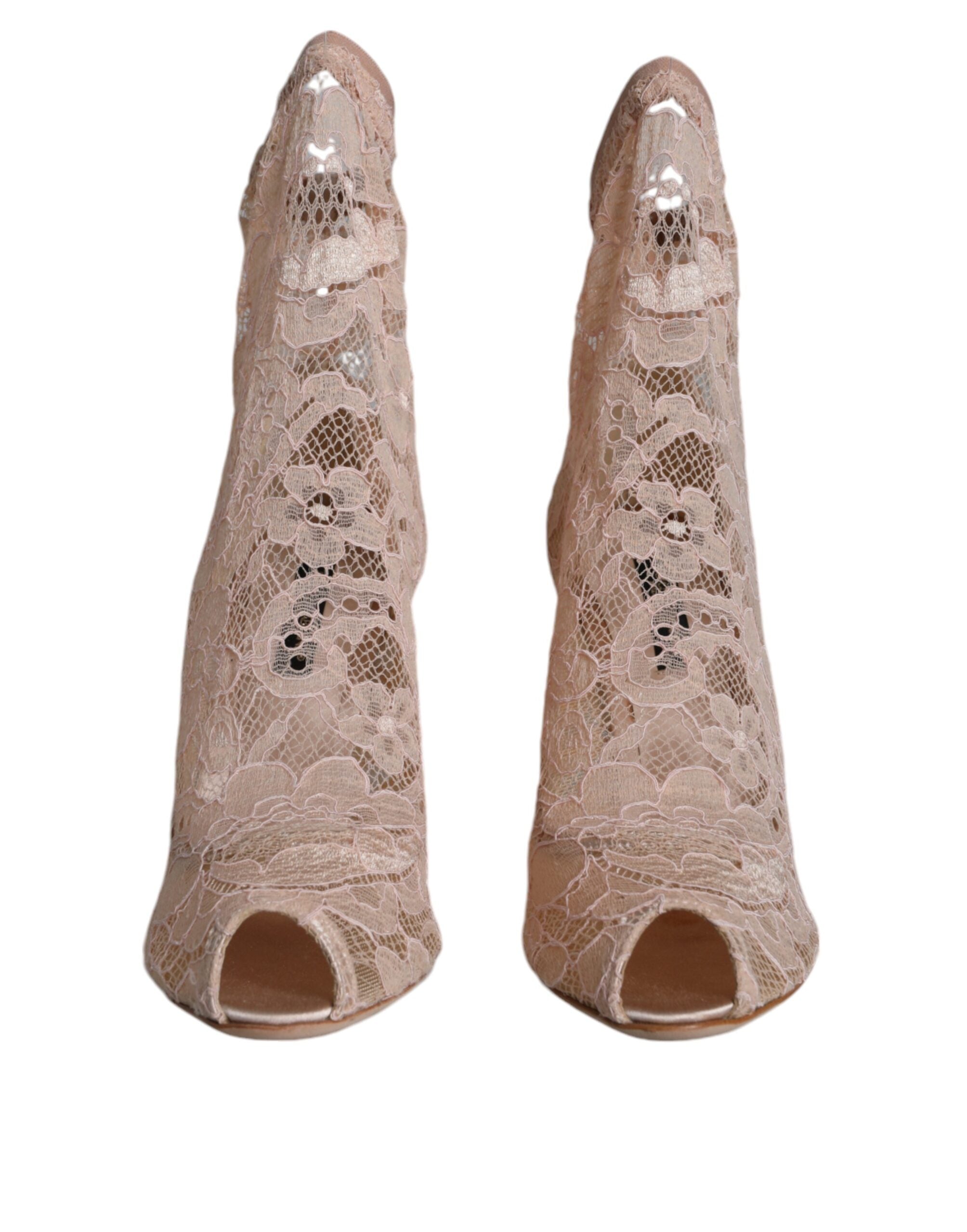 Beige Stretchiga Taormina Spetsstövlar Skor