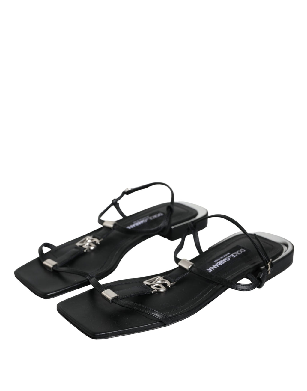 Svarte Keira-sandaler i skinn med logo og ankelreim