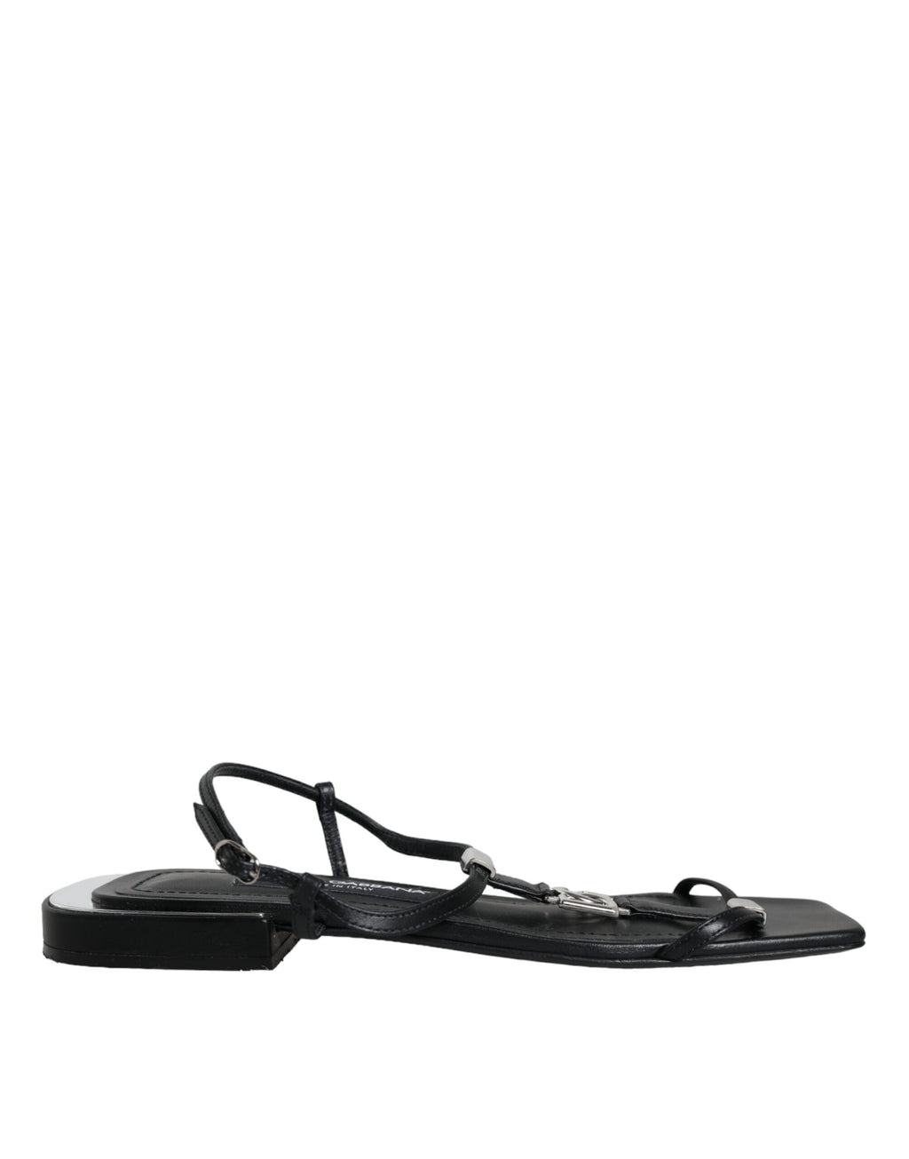 Svarte Keira-sandaler i skinn med logo og ankelreim