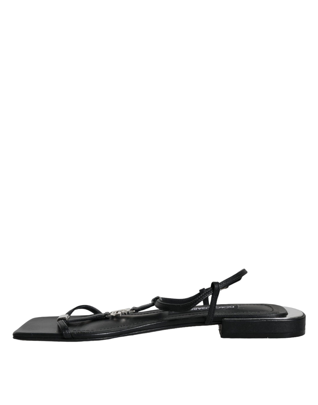 Svarte Keira-sandaler i skinn med logo og ankelreim