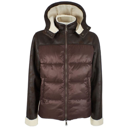Yes Zee brun nylon vattert herrejakke