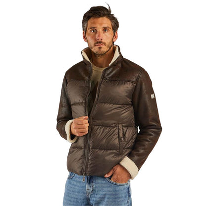 Yes Zee brun nylon vattert herrejakke