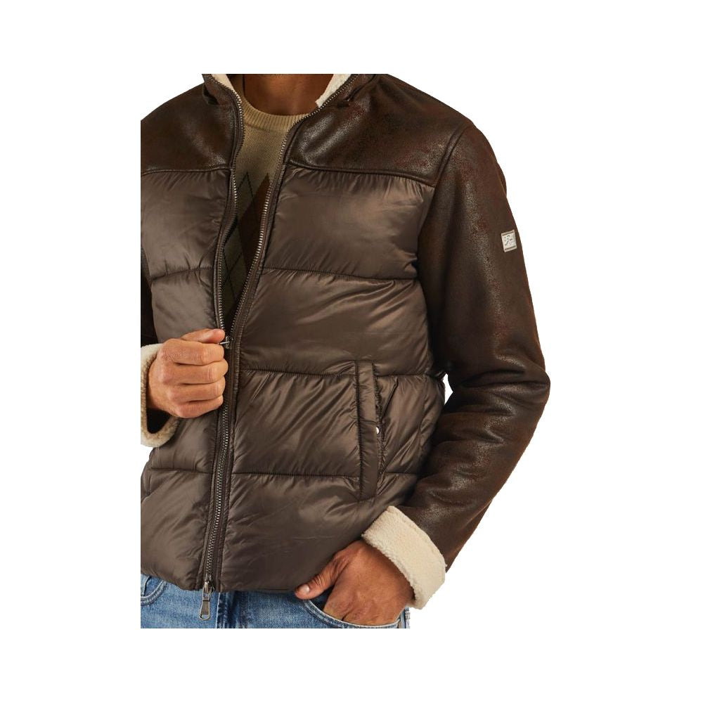 Yes Zee brun nylon vattert herrejakke