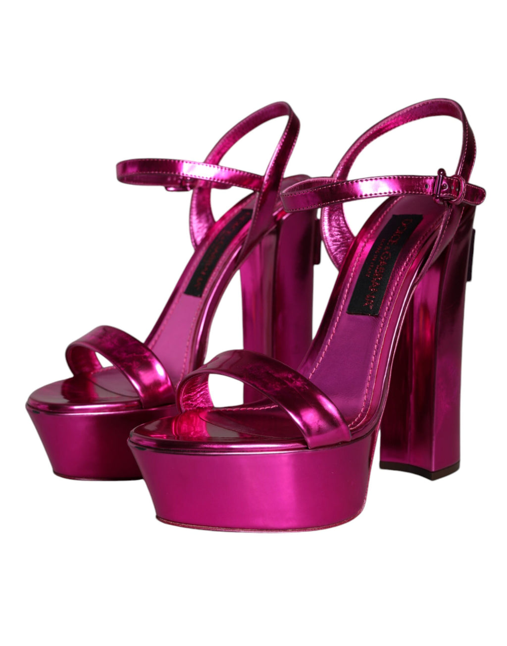 Fuchsia skinnplateausandaler med logo fra Keira