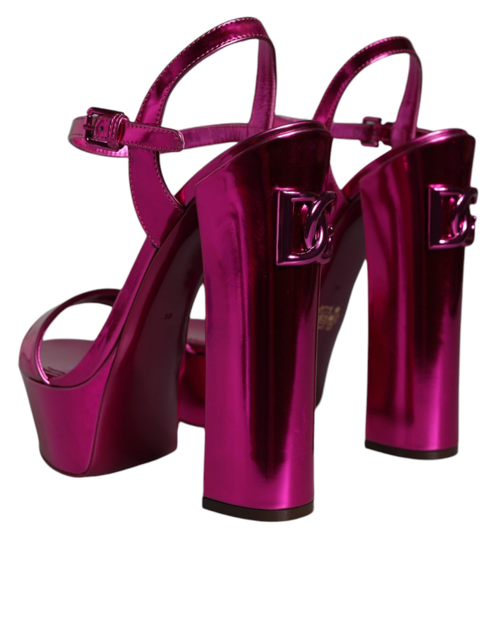 Fuchsia skinnplateausandaler med logo fra Keira