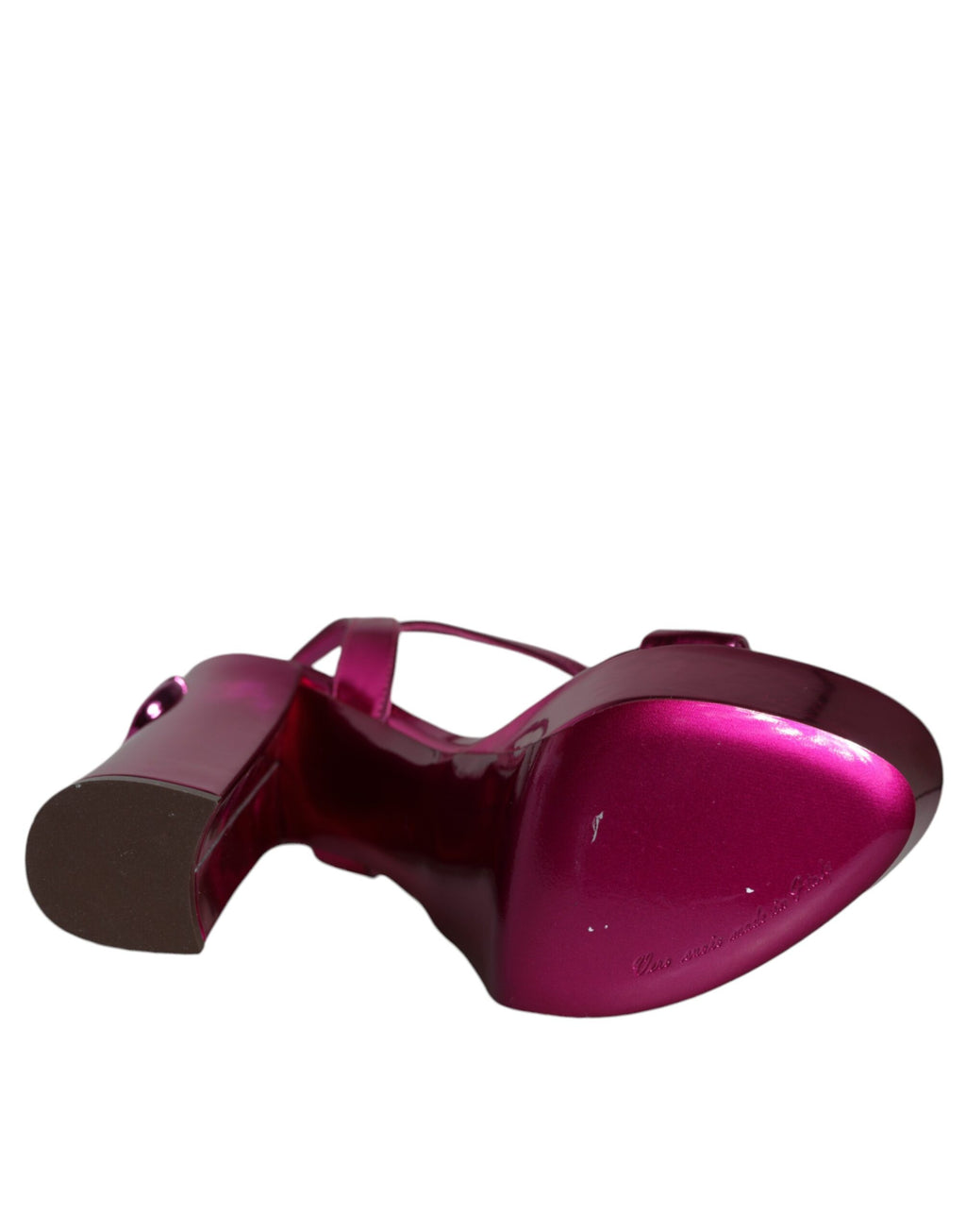 Fuchsia skinnplateausandaler med logo fra Keira