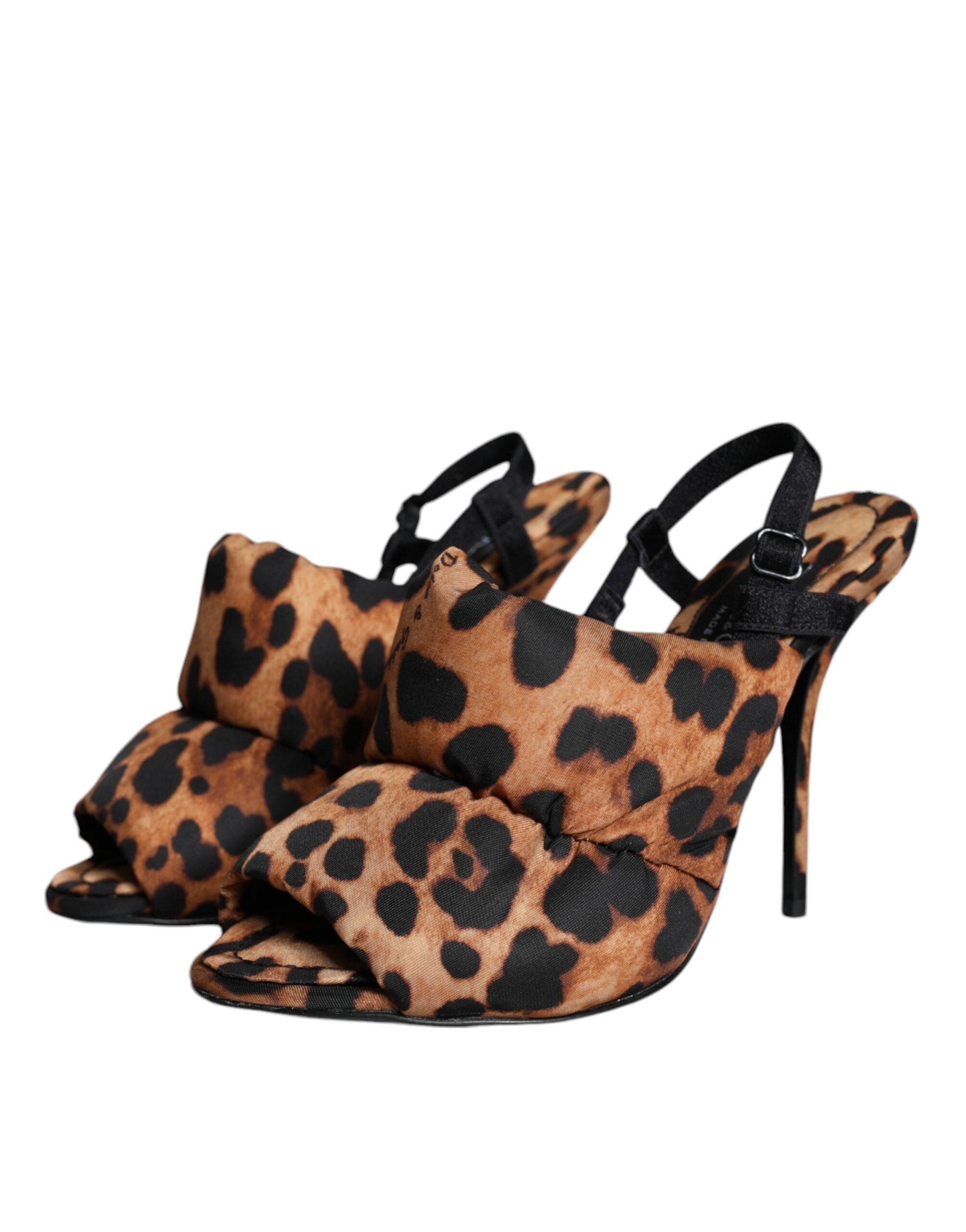 Brune leopardfargede Keira slingback-sandaler