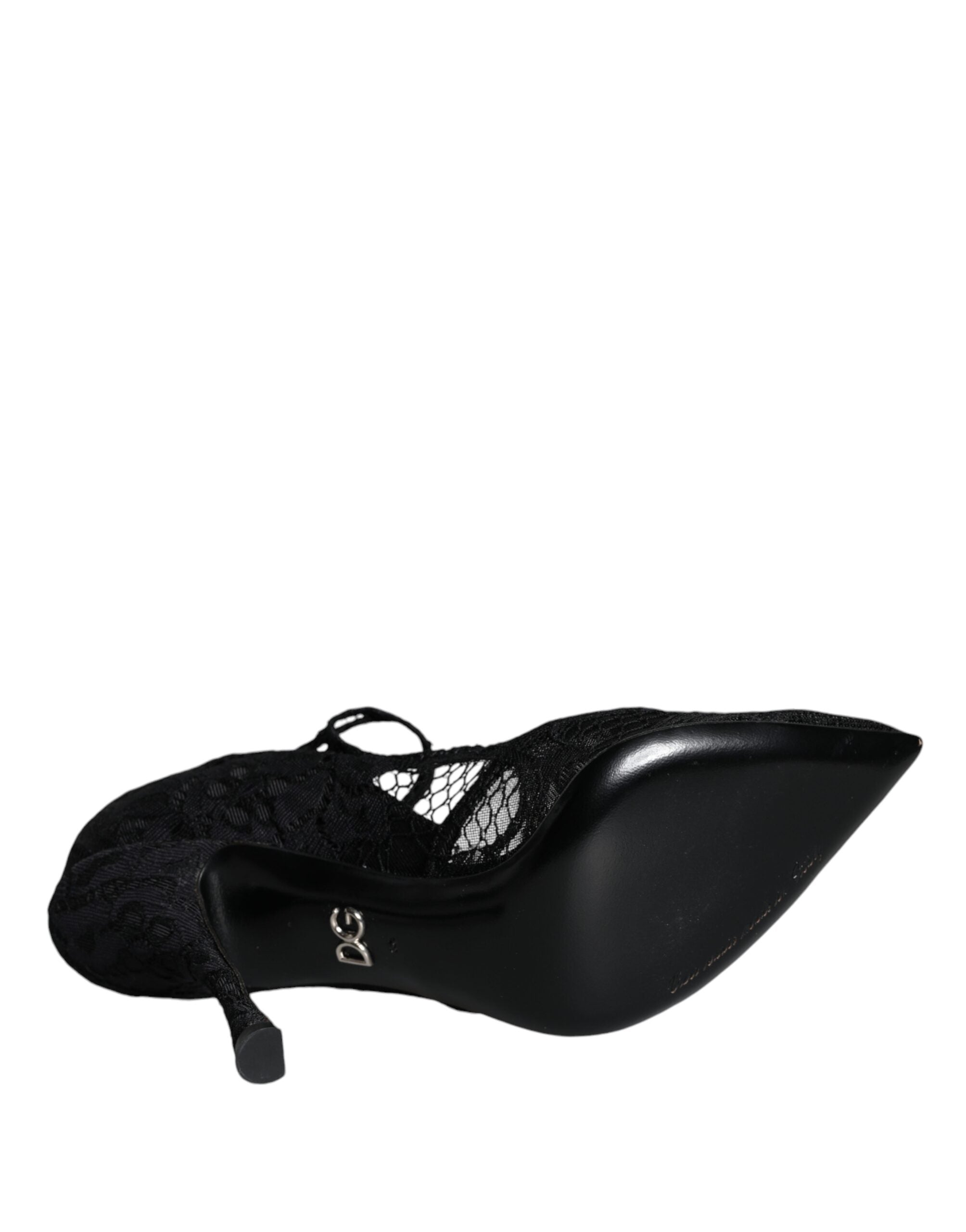 Svarta Mary Jane Pumps Spets Kristaller Klackskor