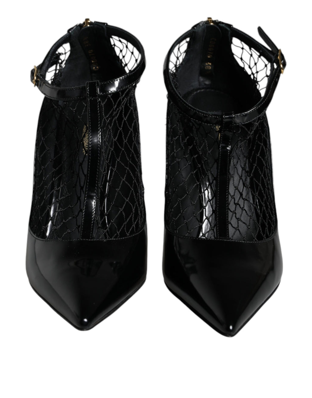 Svarta Mesh Lackskinn Pumps Skor