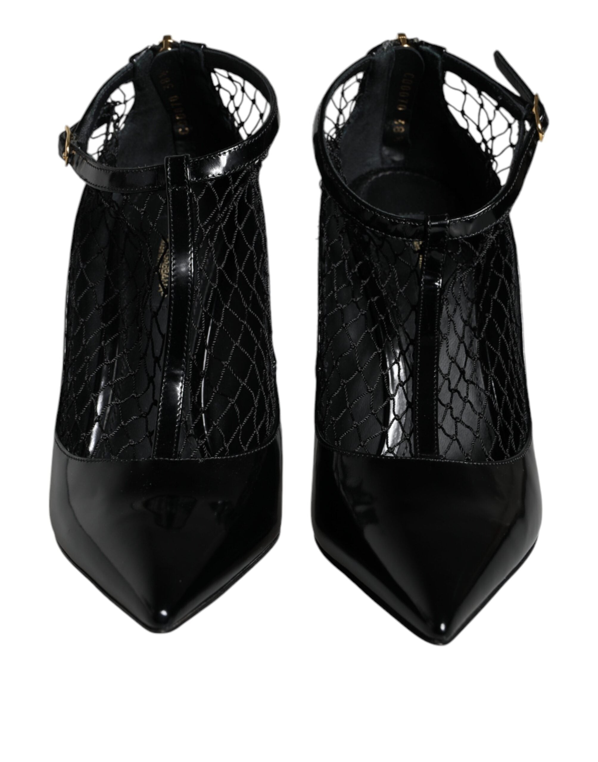 Svarta Mesh Lackskinn Pumps Skor