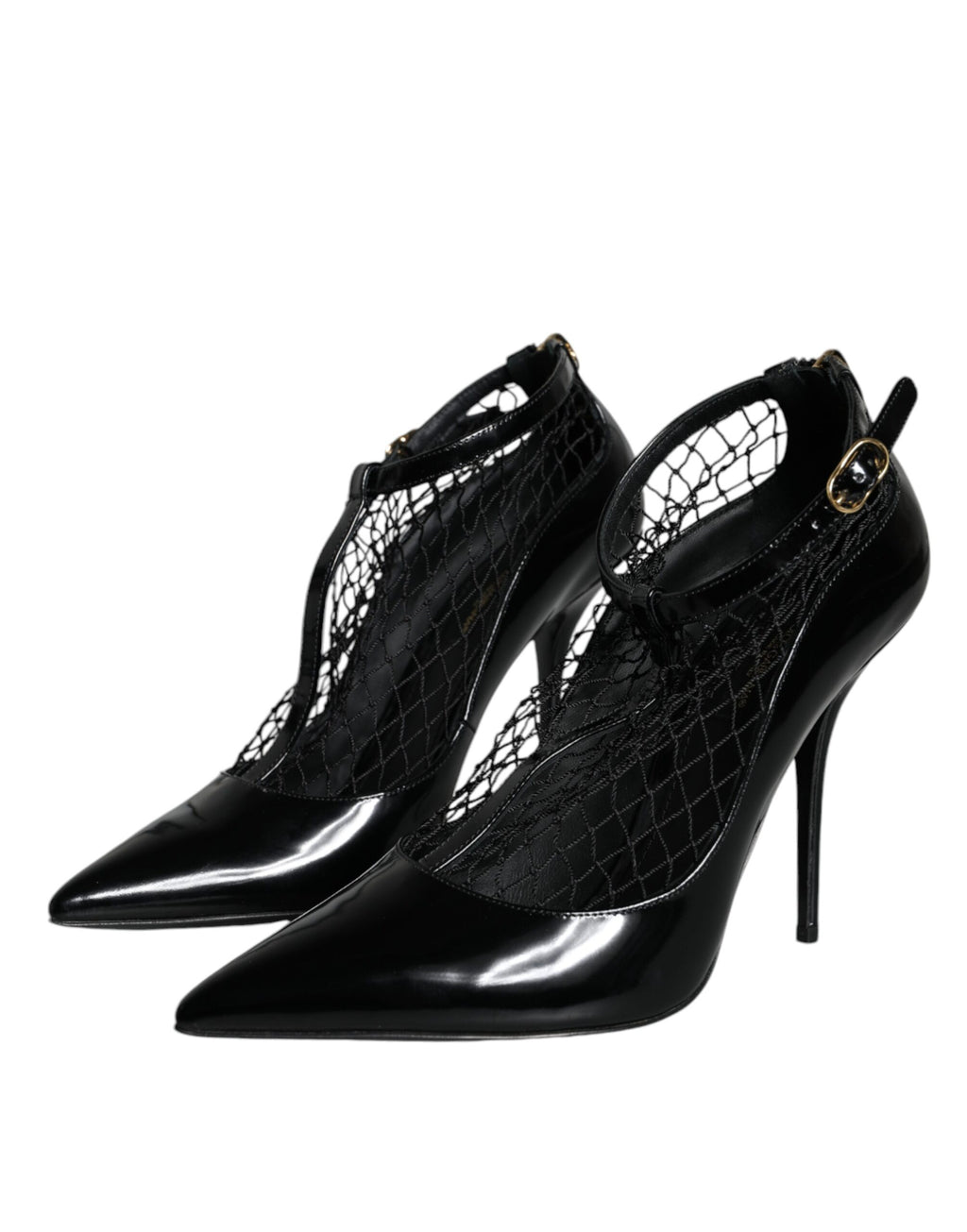 Svarta Mesh Lackskinn Pumps Skor