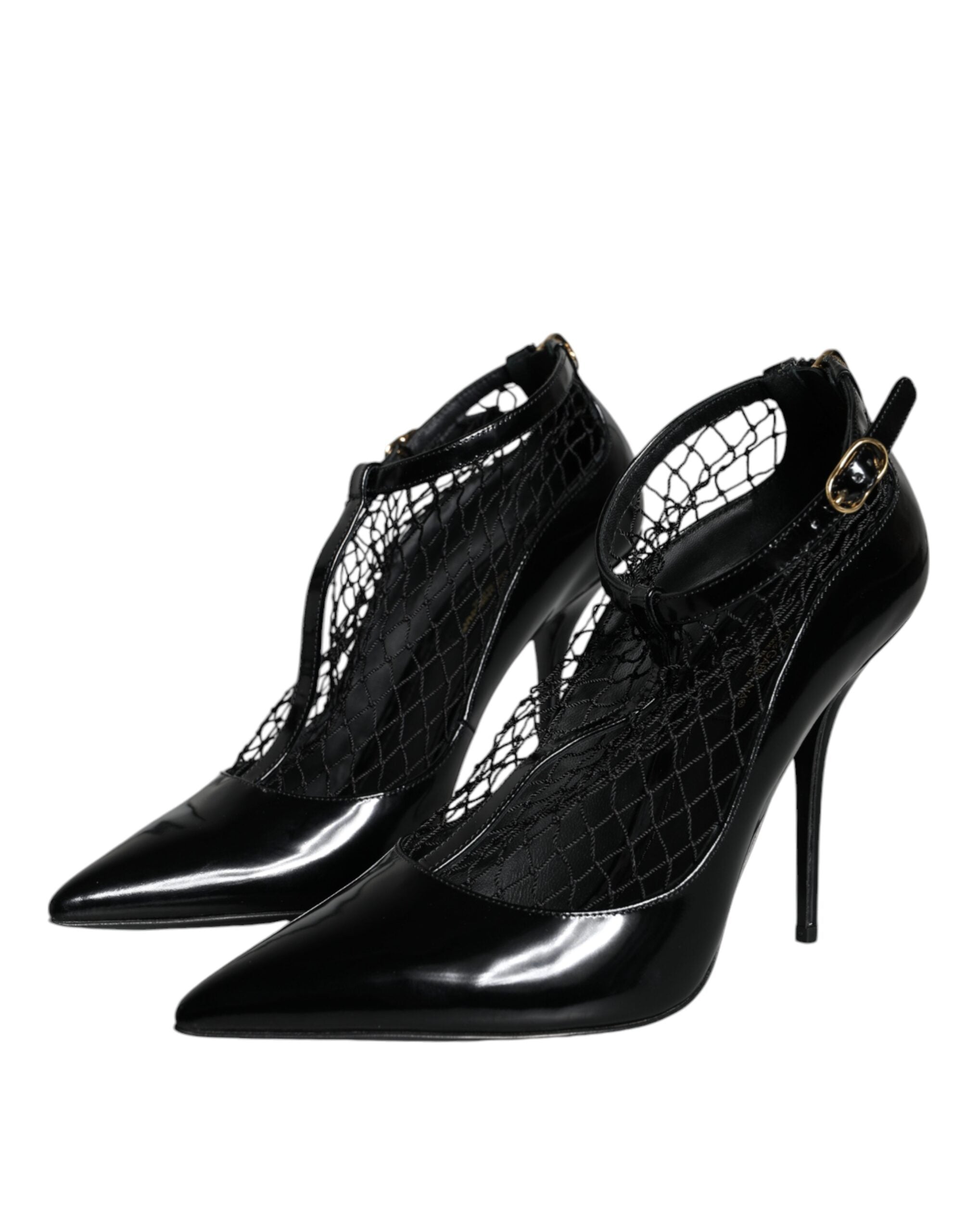Svarta Mesh Lackskinn Pumps Skor