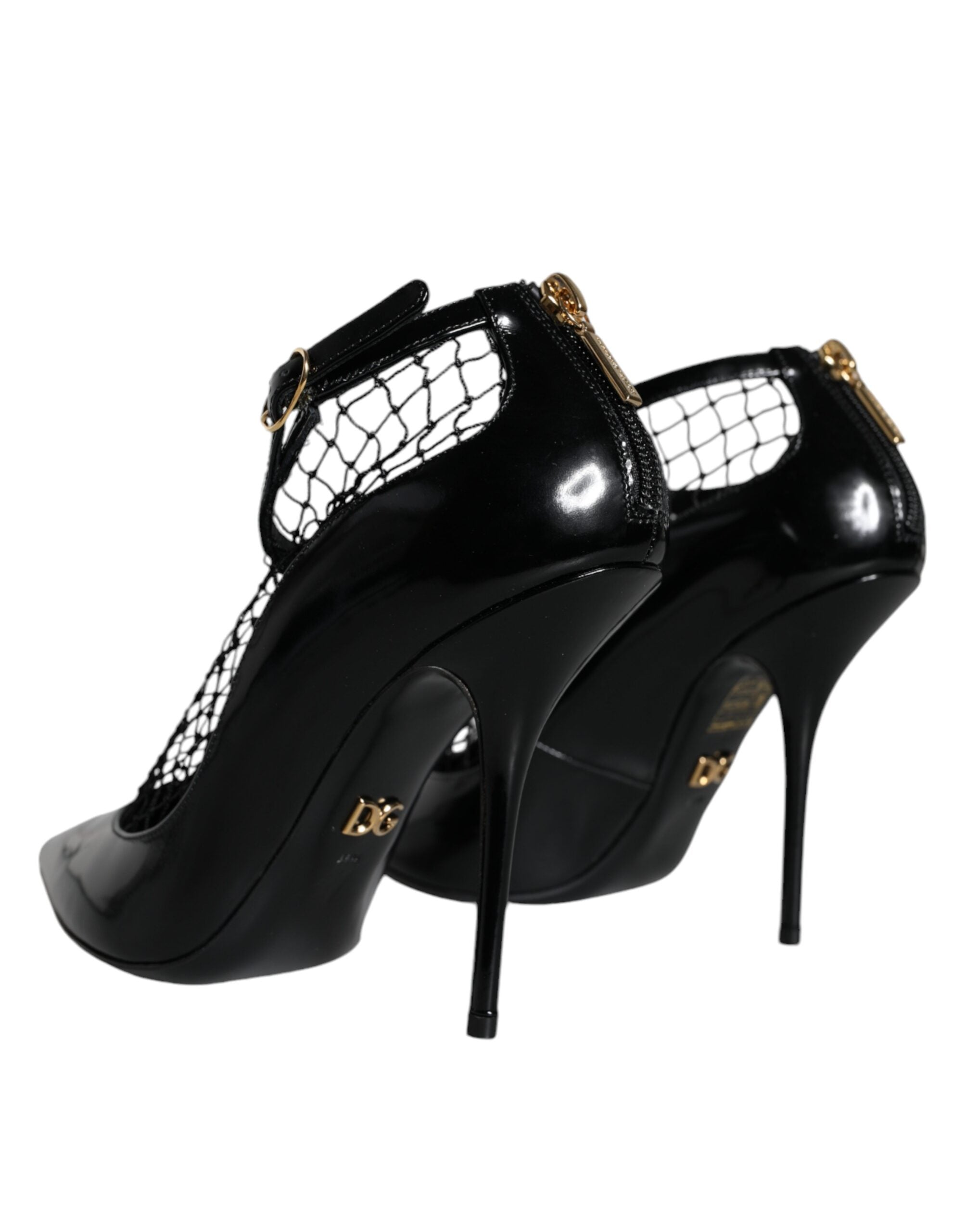 Svarta Mesh Lackskinn Pumps Skor