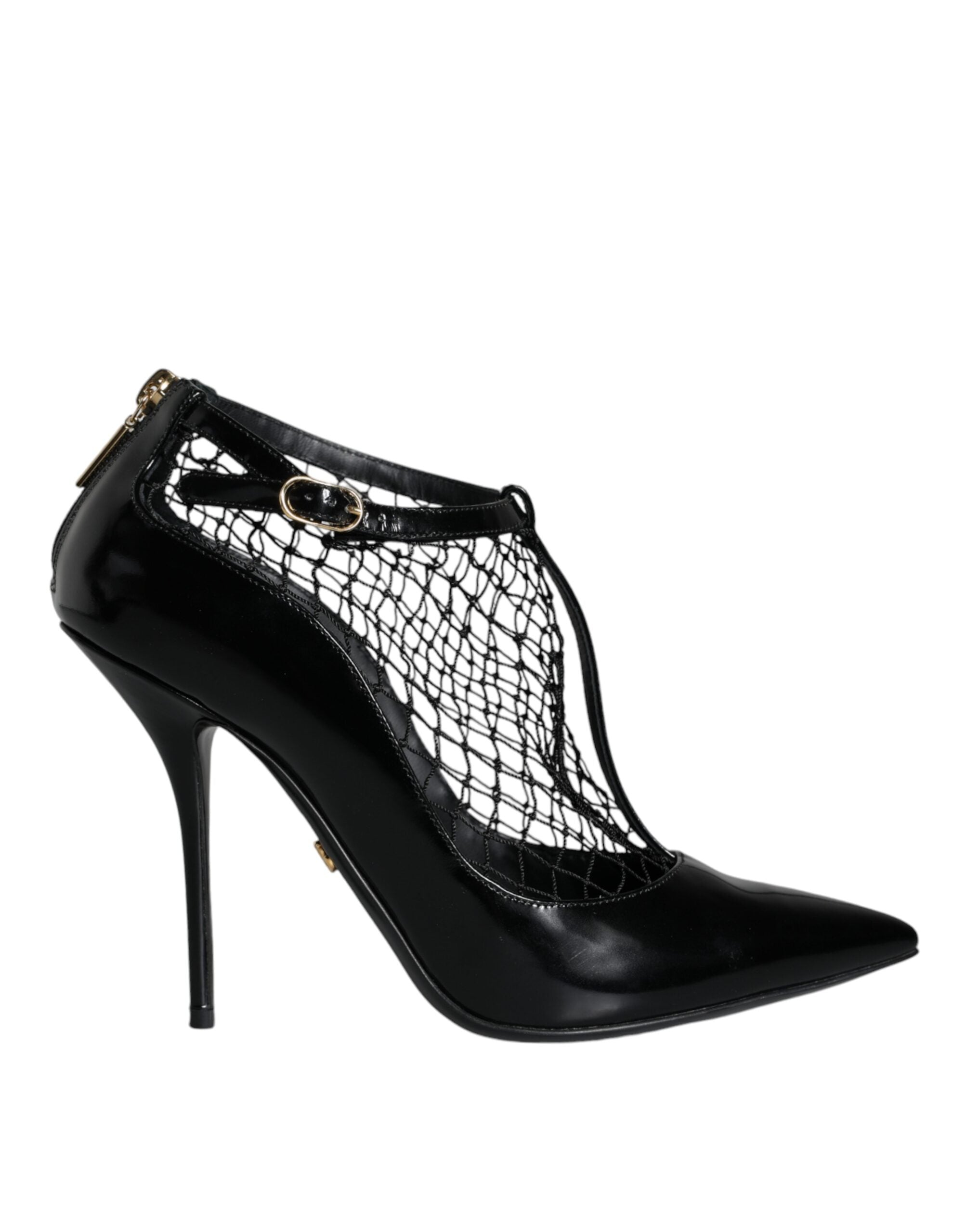 Svarta Mesh Lackskinn Pumps Skor