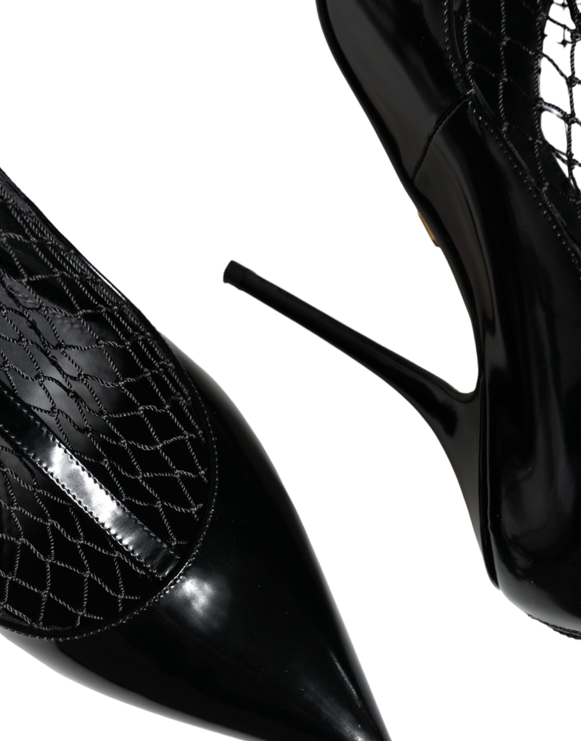Svarta Mesh Lackskinn Pumps Skor