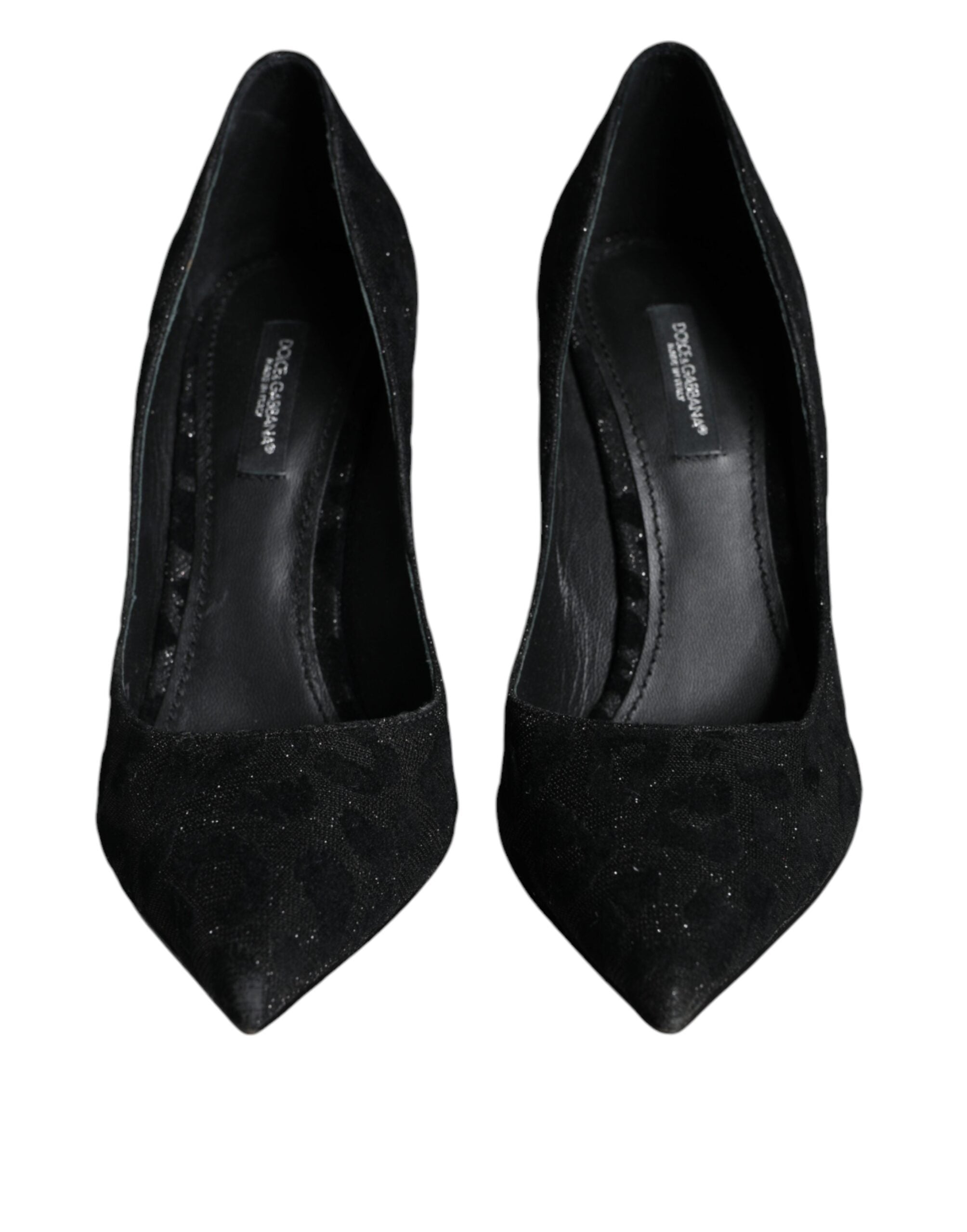 Svarta Leopardfärgade Lurex Högklackade Pumps Skor