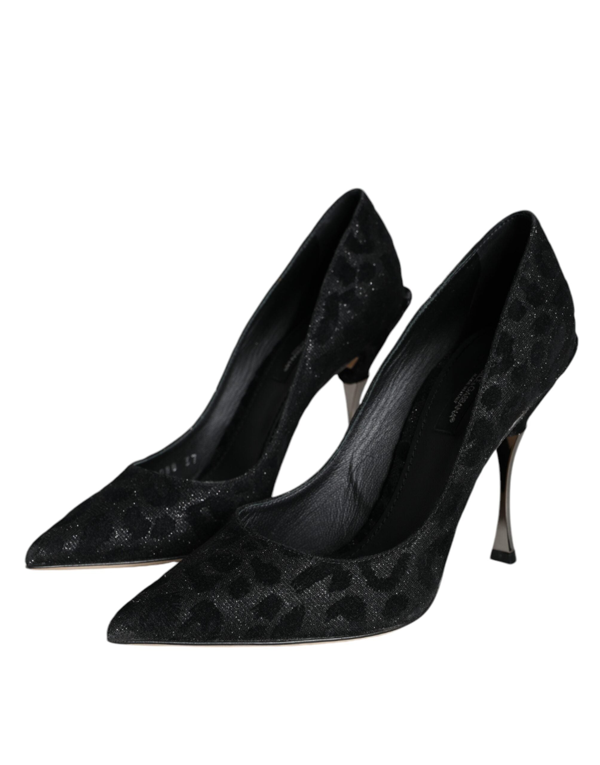 Svarta Leopardfärgade Lurex Högklackade Pumps Skor