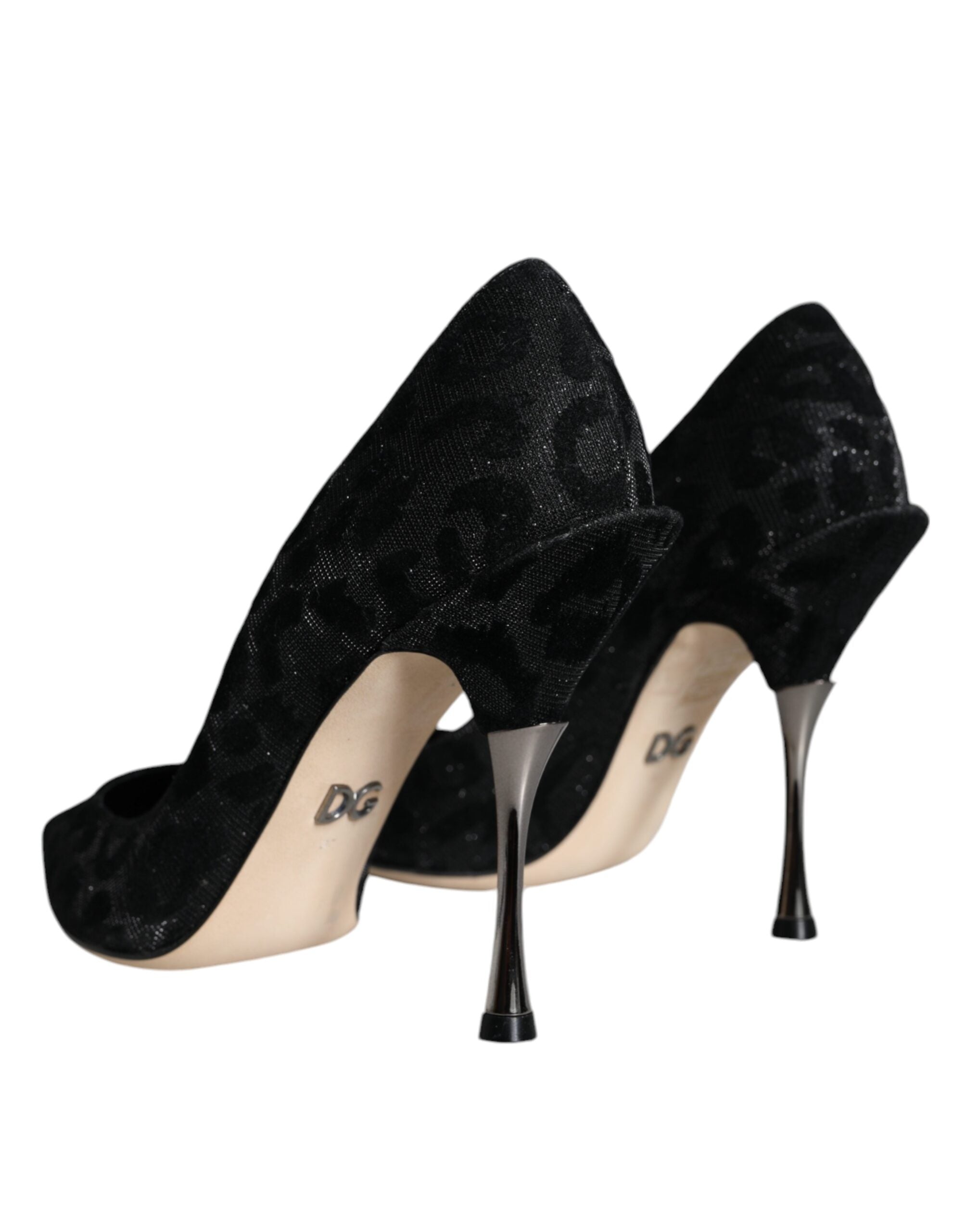 Svarta Leopardfärgade Lurex Högklackade Pumps Skor