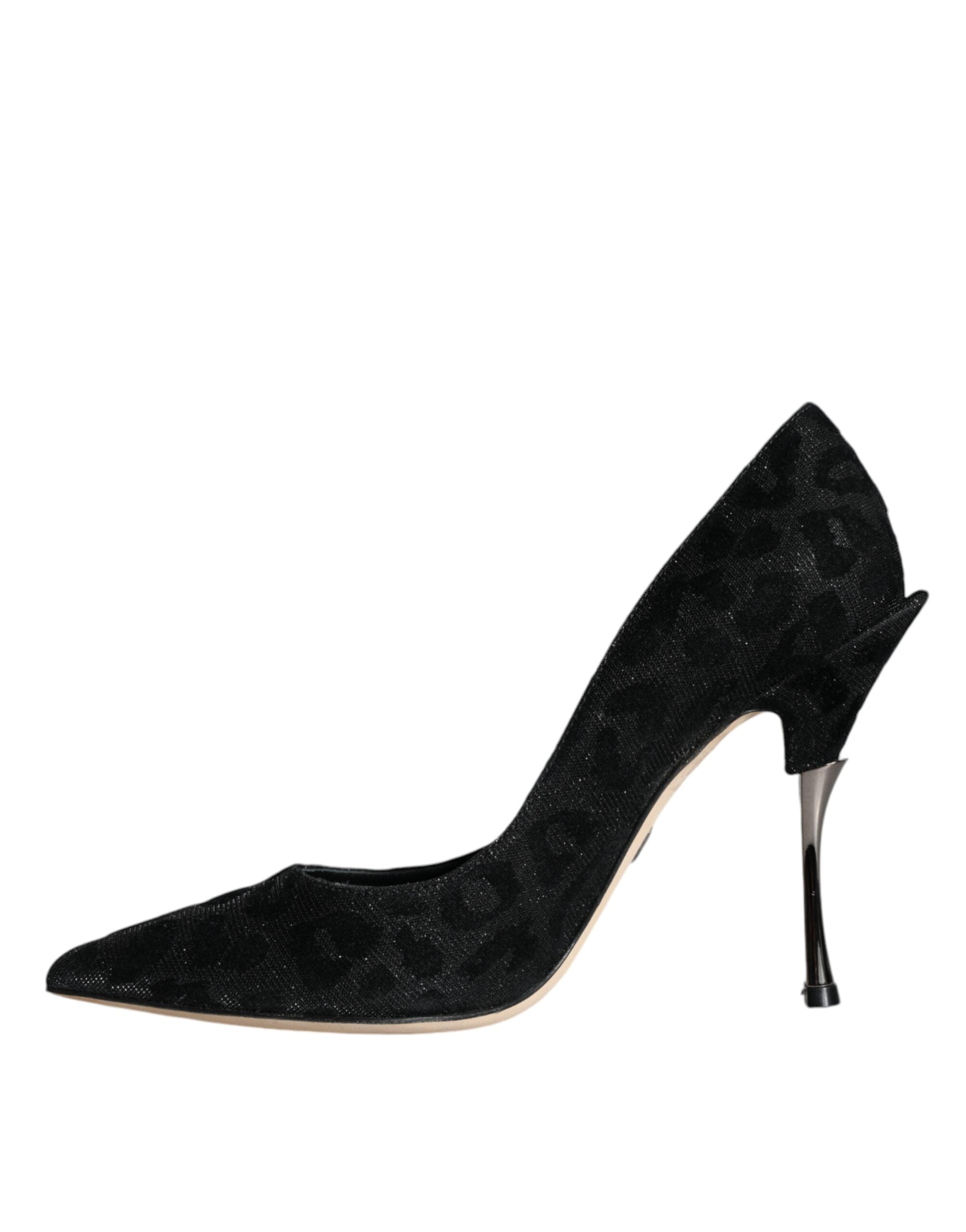 Svarta Leopardfärgade Lurex Högklackade Pumps Skor