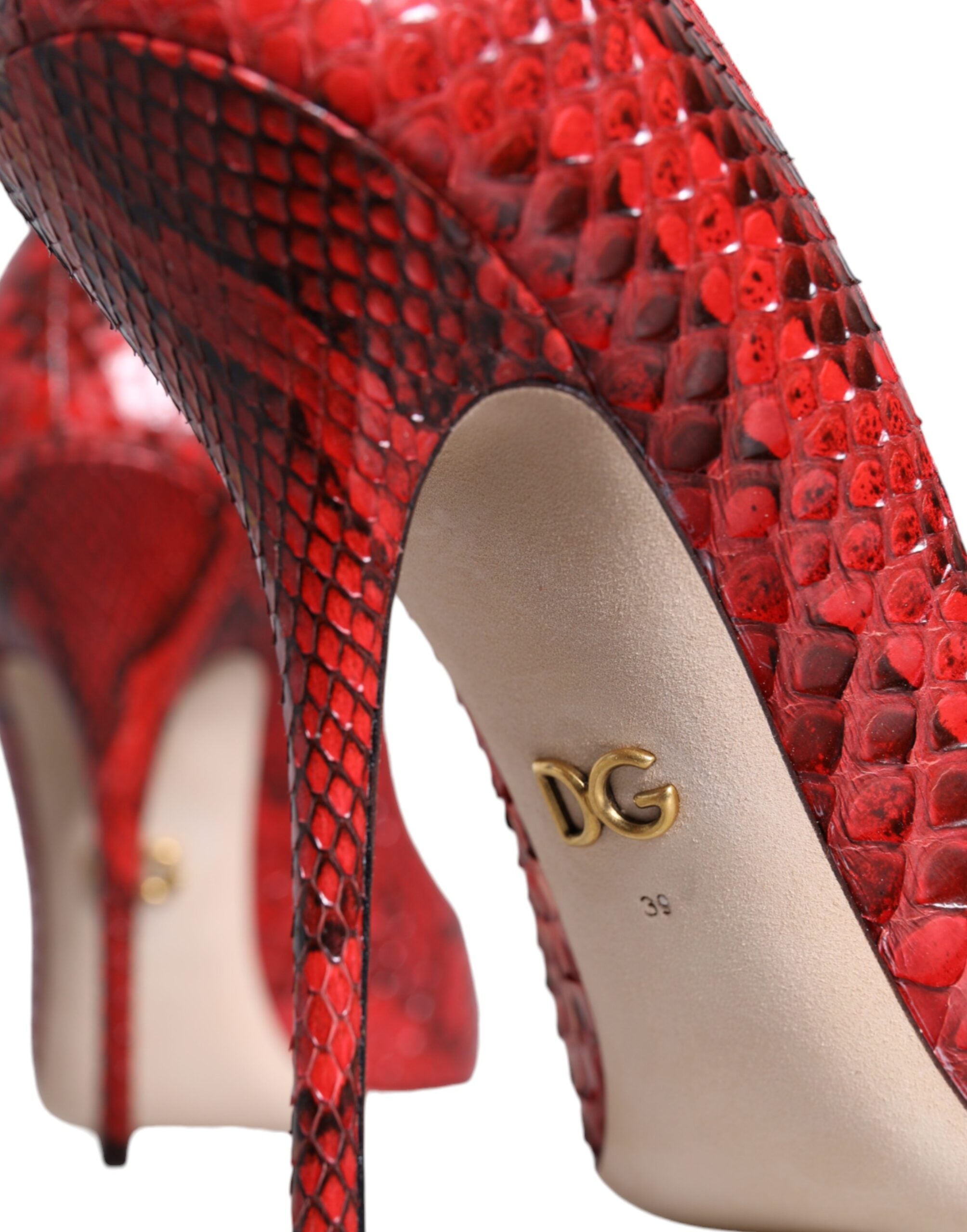 Röda Läder Stilettklackade Pumps Skor
