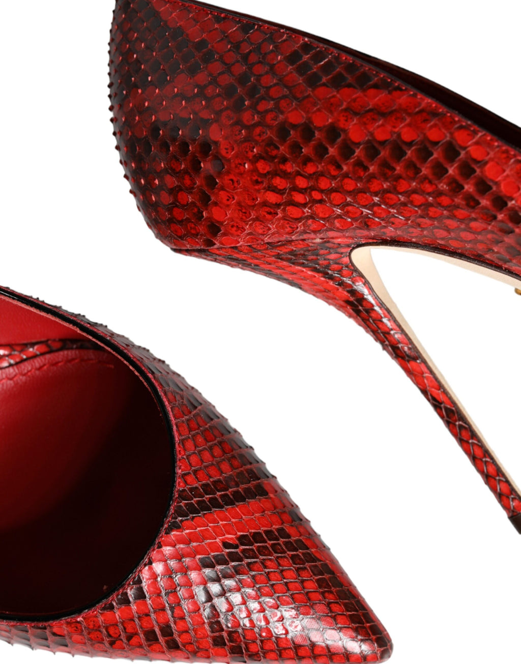 Röda Läder Stilettklackade Pumps Skor