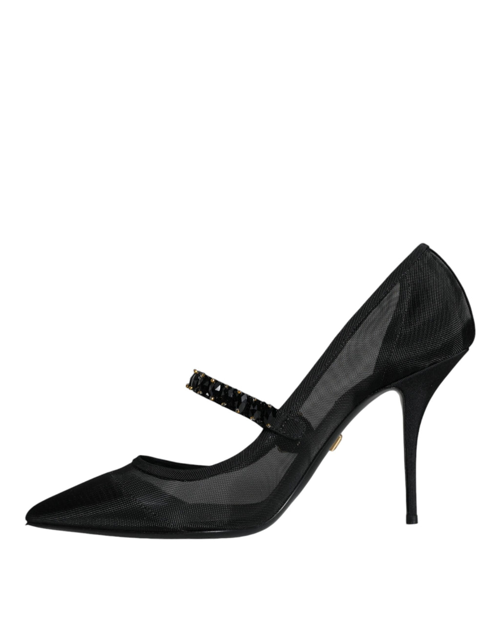 Svarta Mesh Mary Jane Kristallklackade Pumps Skor