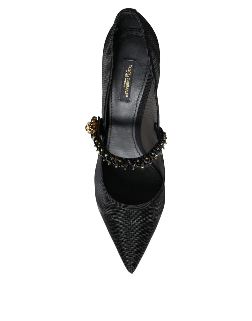 Svarta Mesh Mary Jane Kristallklackade Pumps Skor