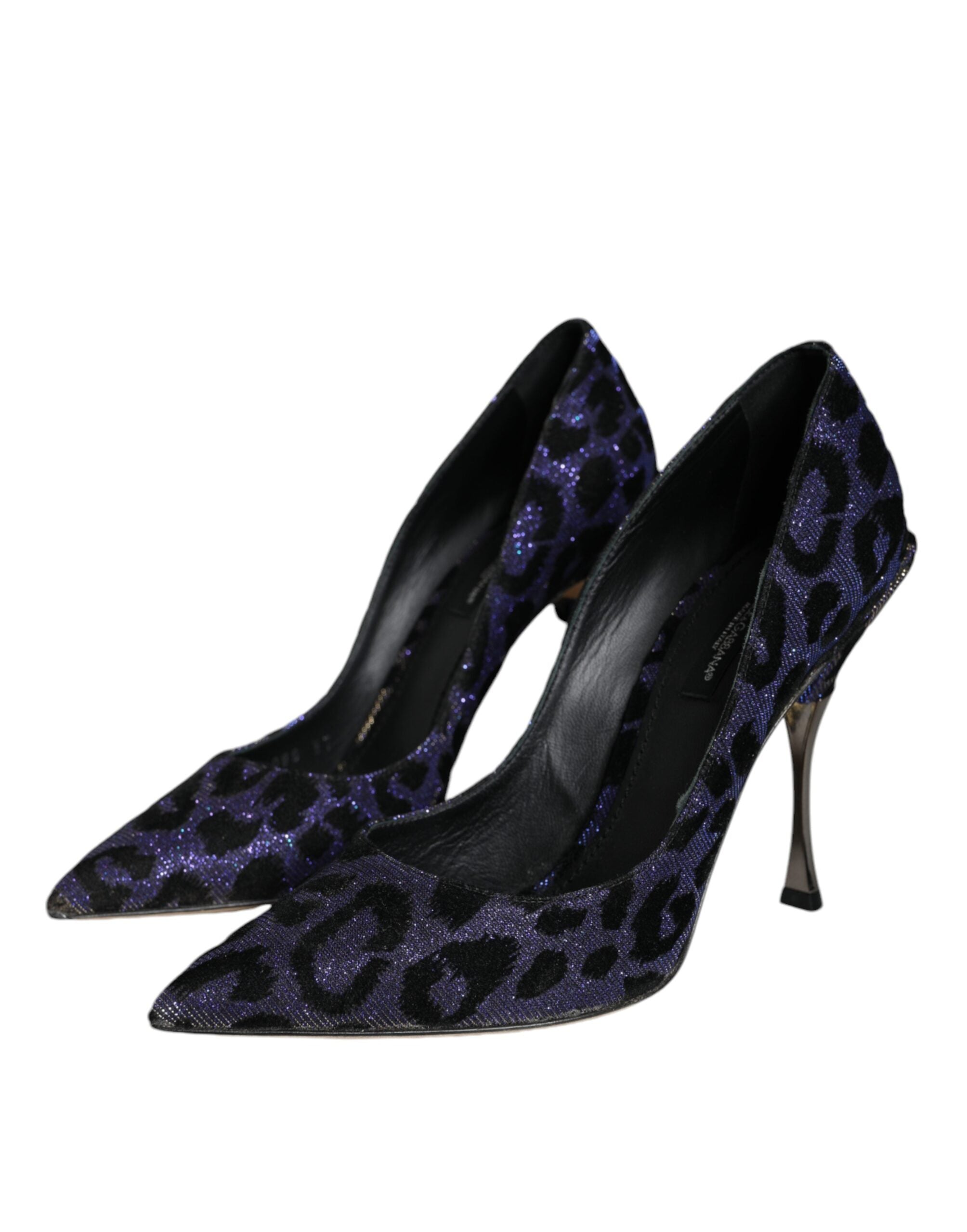 Violetta Leopardfärgade Lurex Högklackade Pumps Skor