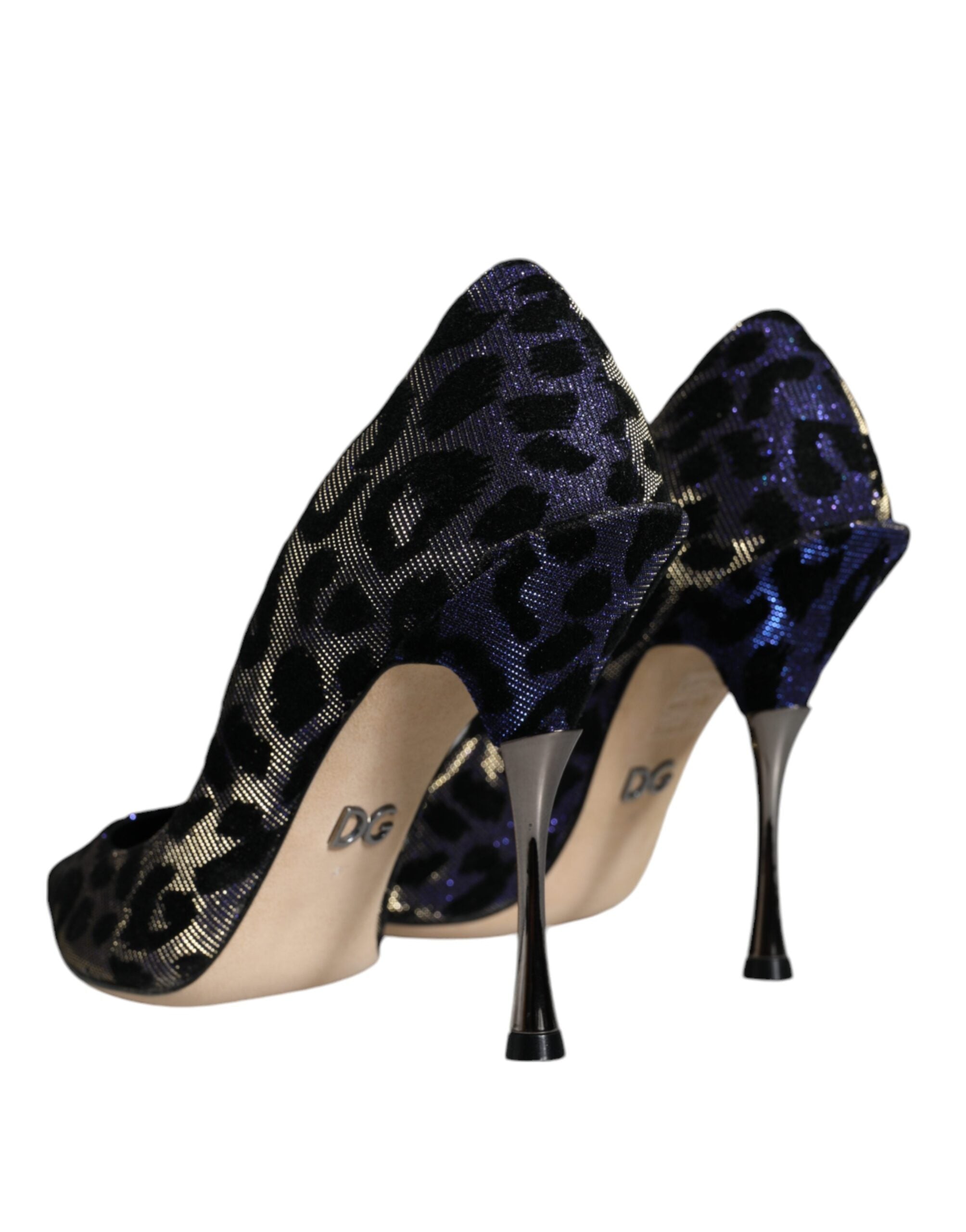 Violetta Leopardfärgade Lurex Högklackade Pumps Skor