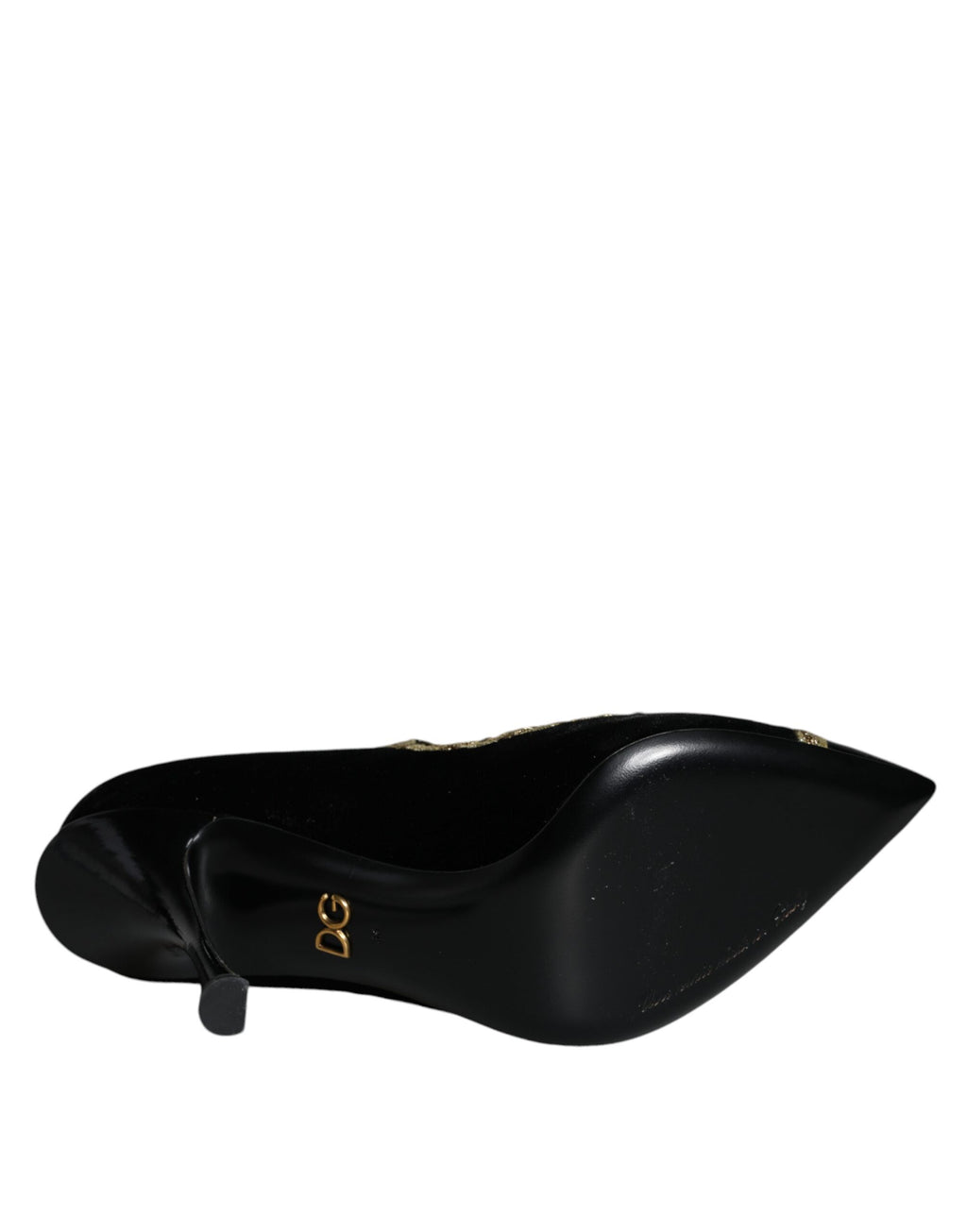 Svarta Mary Janes i sammet med guldfärgade pumps