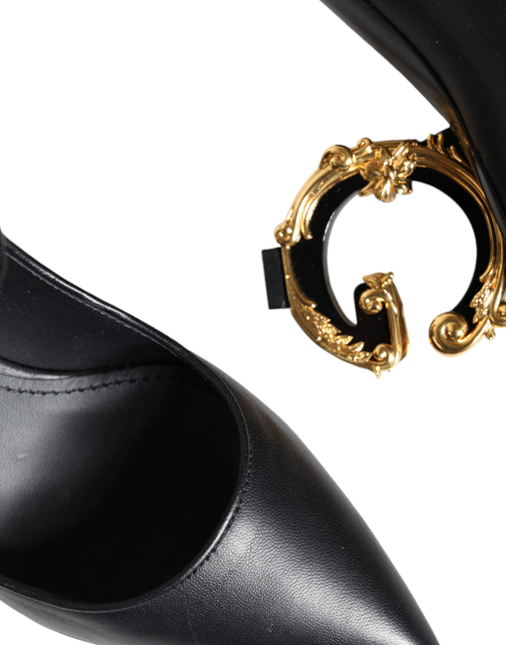 Svarta Läderklackade Mary Janes Pumps Skor med Logotyp
